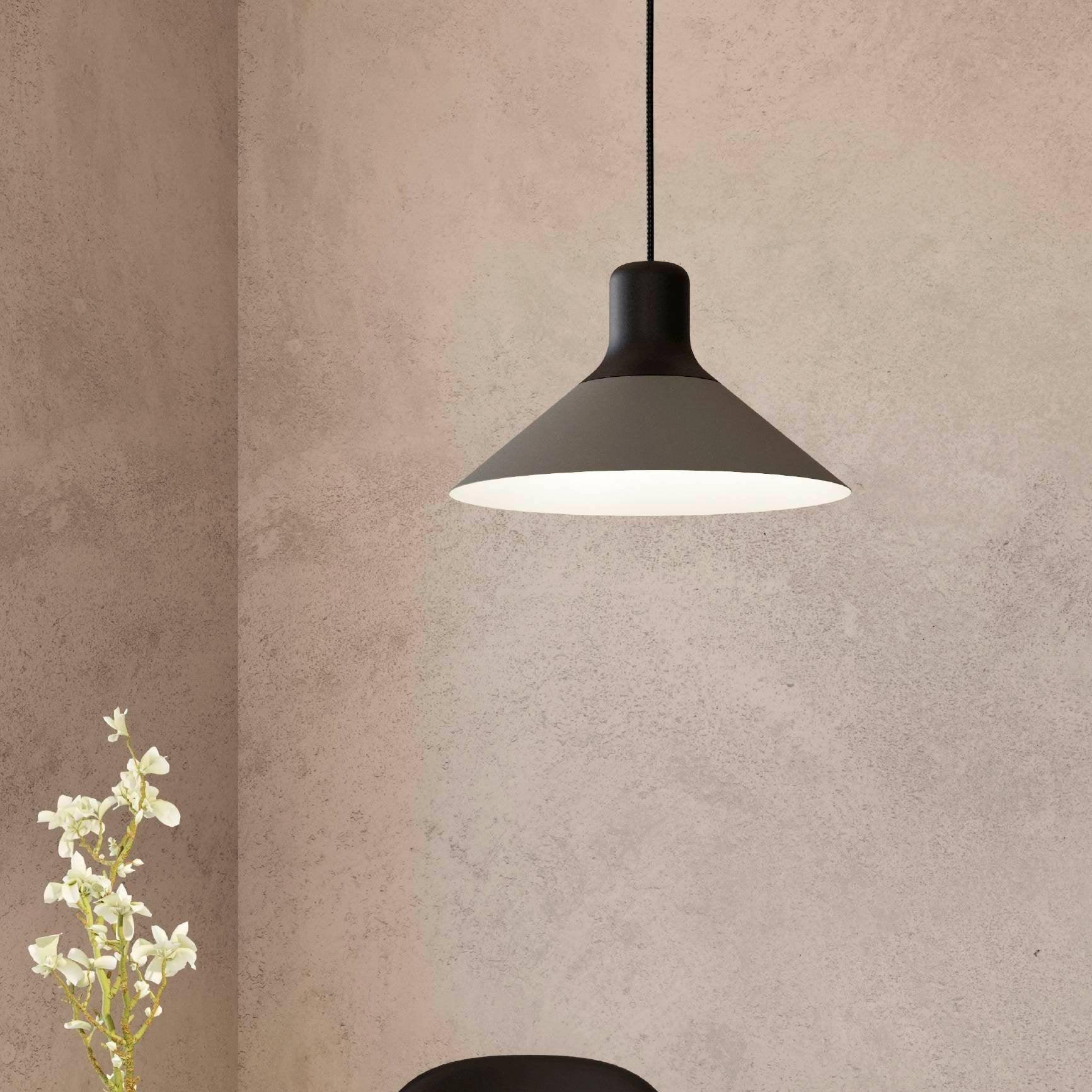 eglo abreosa grey black metal conical ceiling pendant Kitchen Lighting Close Up