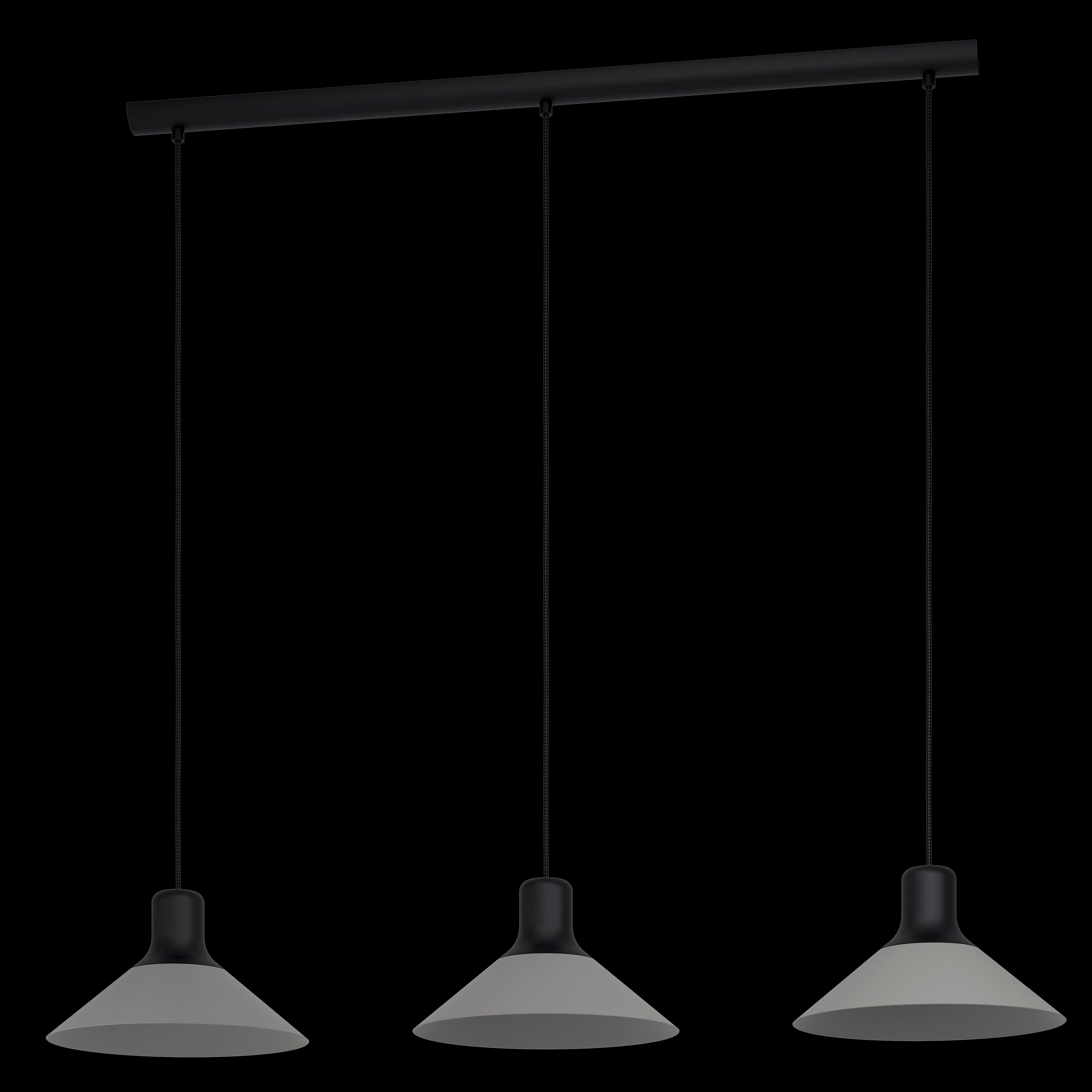 eglo abreosa 3 light grey black metal conical ceiling pendant living room image