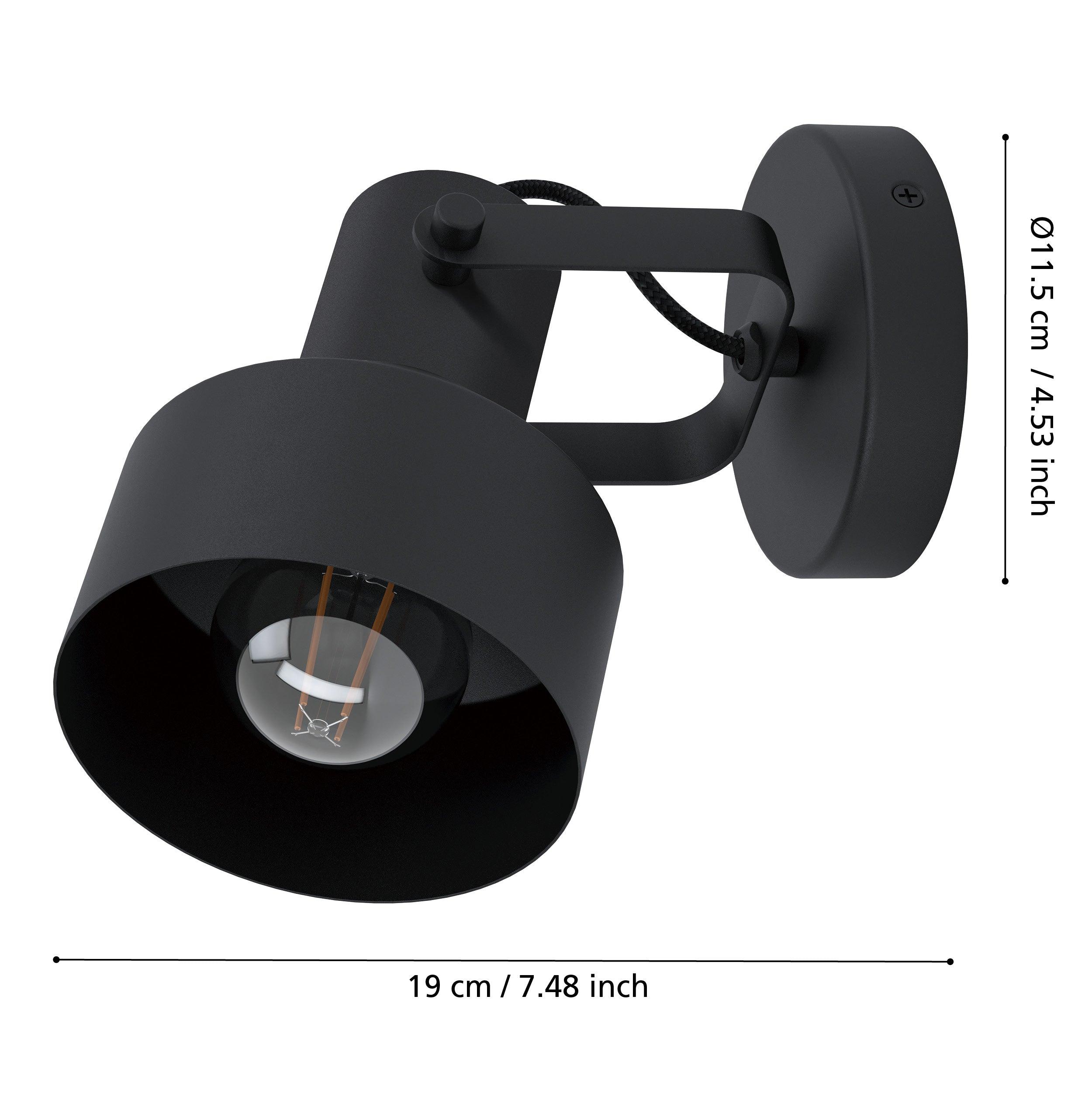 eglo casibare black wall spotlight living room close up