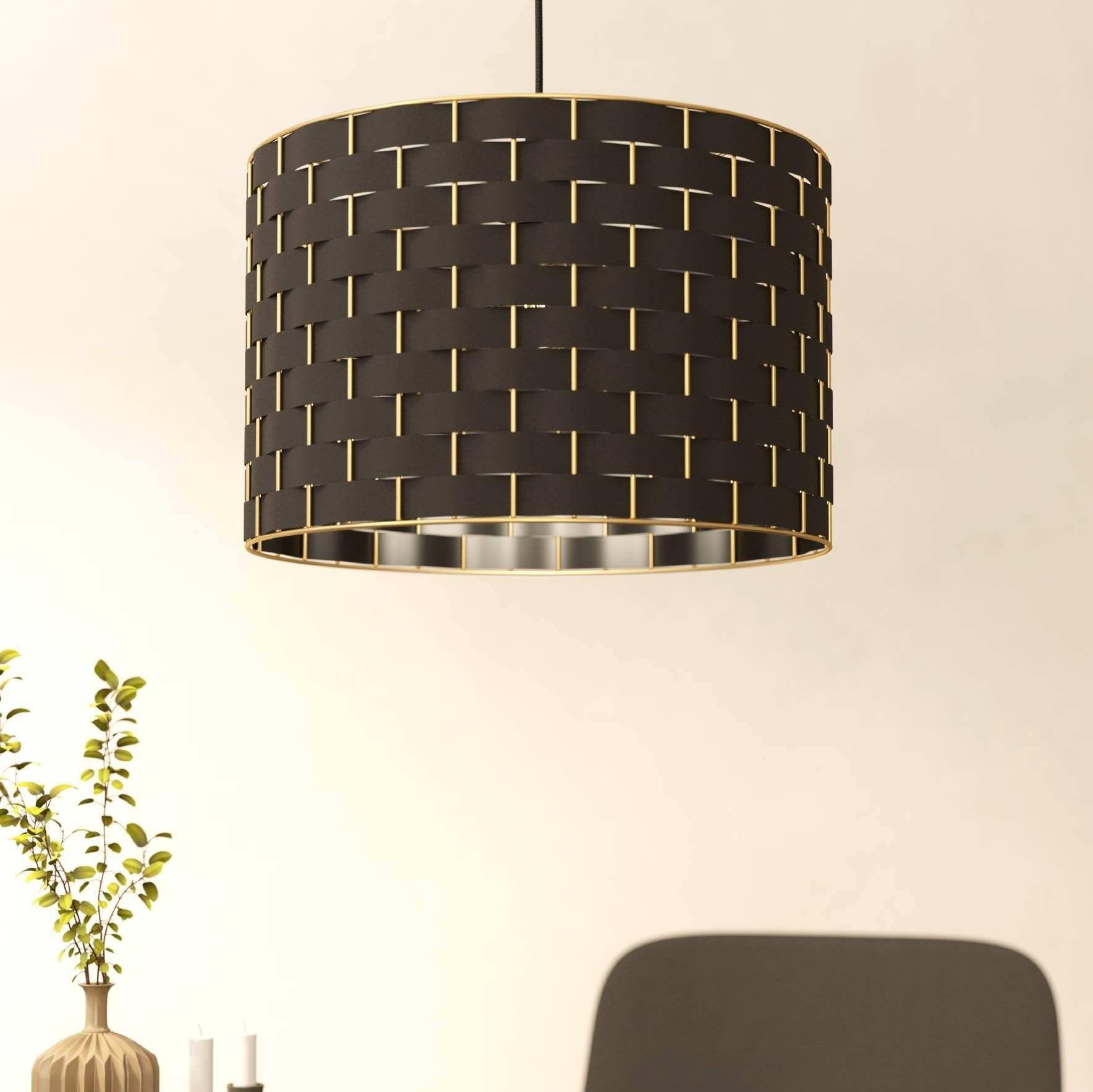 eglo marasales brass interwoven black fabric ceiling pendant
