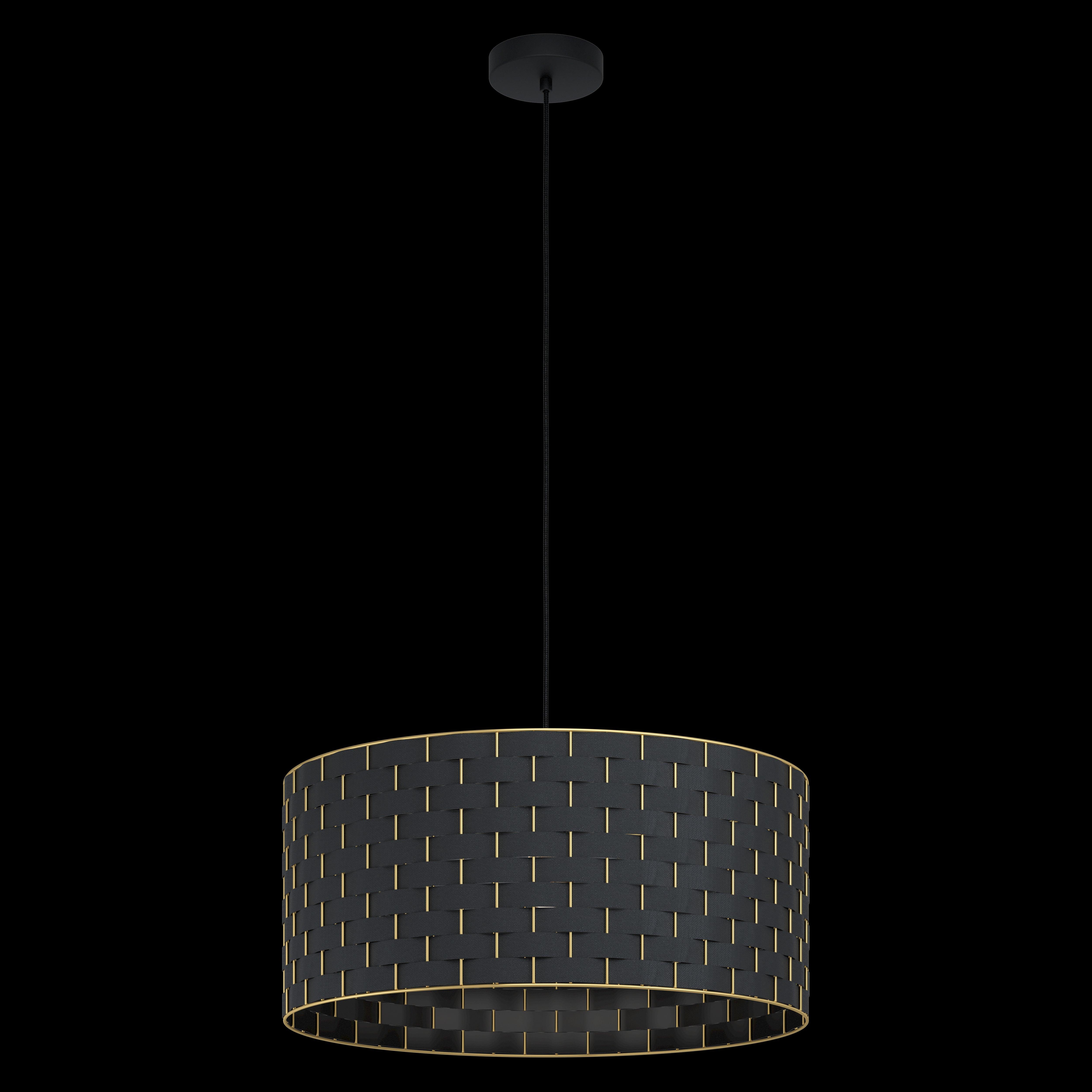 eglo marasales brass interwoven black fabric pendant 55cm Kitchen Lighting Close Up