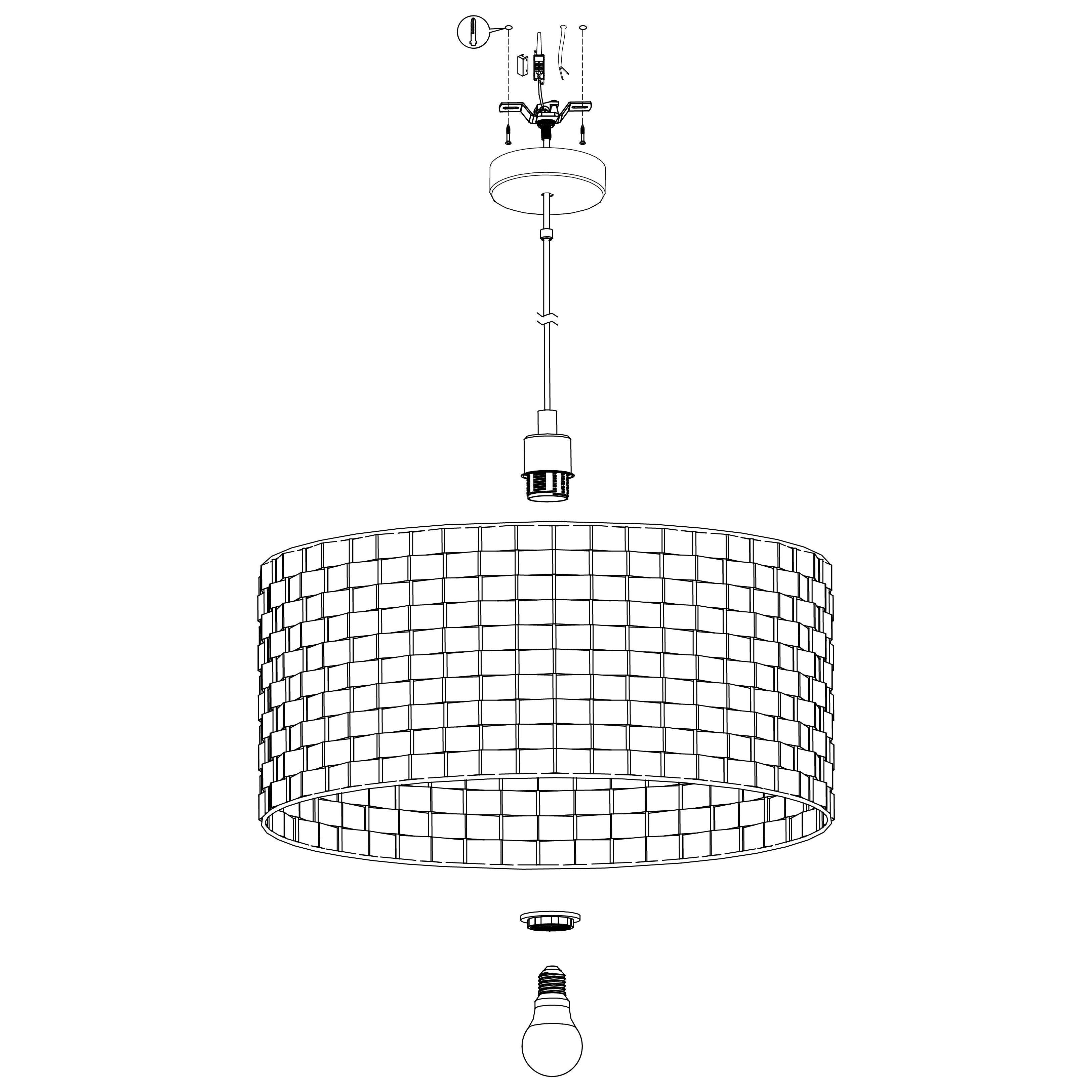 eglo marasales brass interwoven black fabric pendant 55cm Hallway Lighting Close up