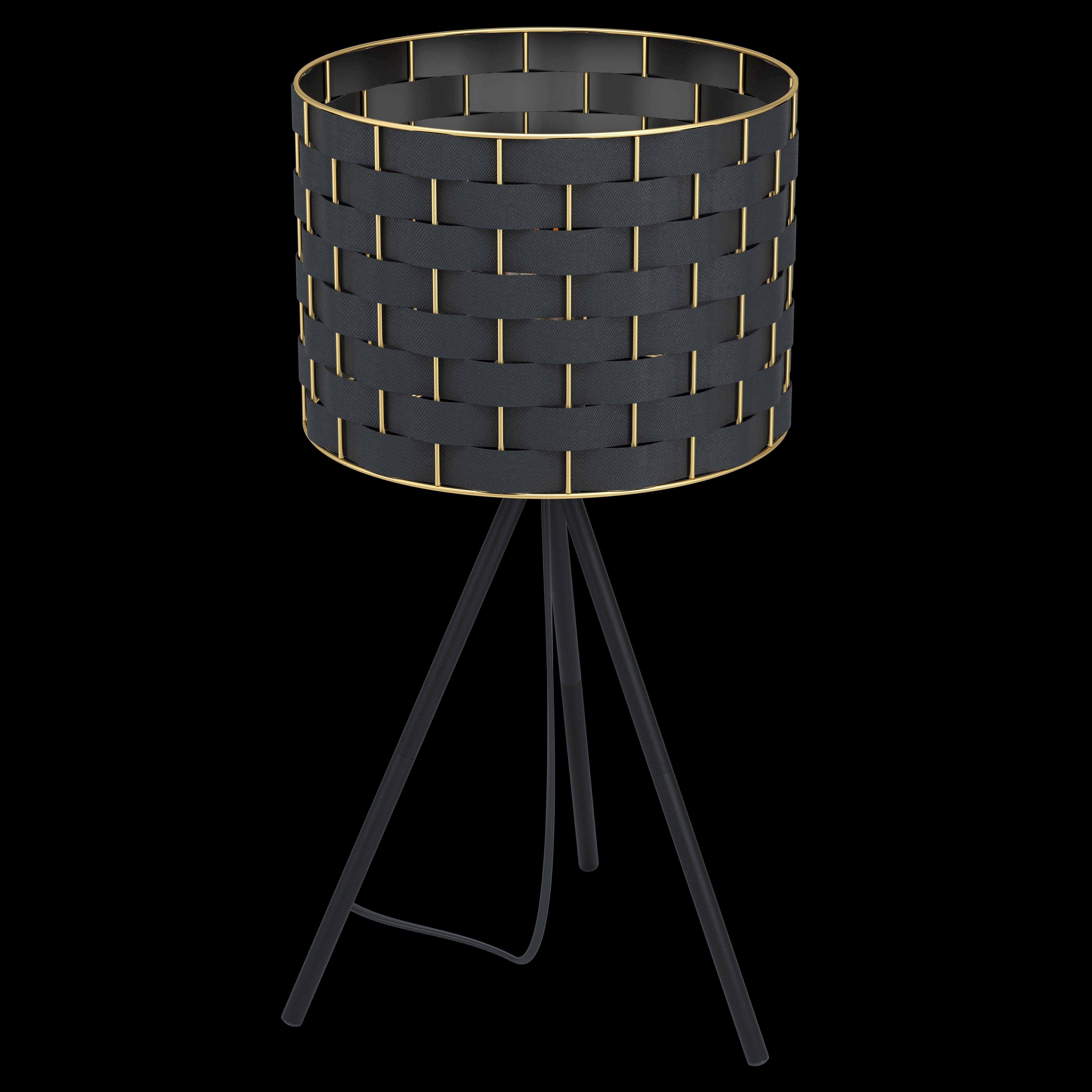 eglo marasales black interwoven fabric tripod table lamp living room image