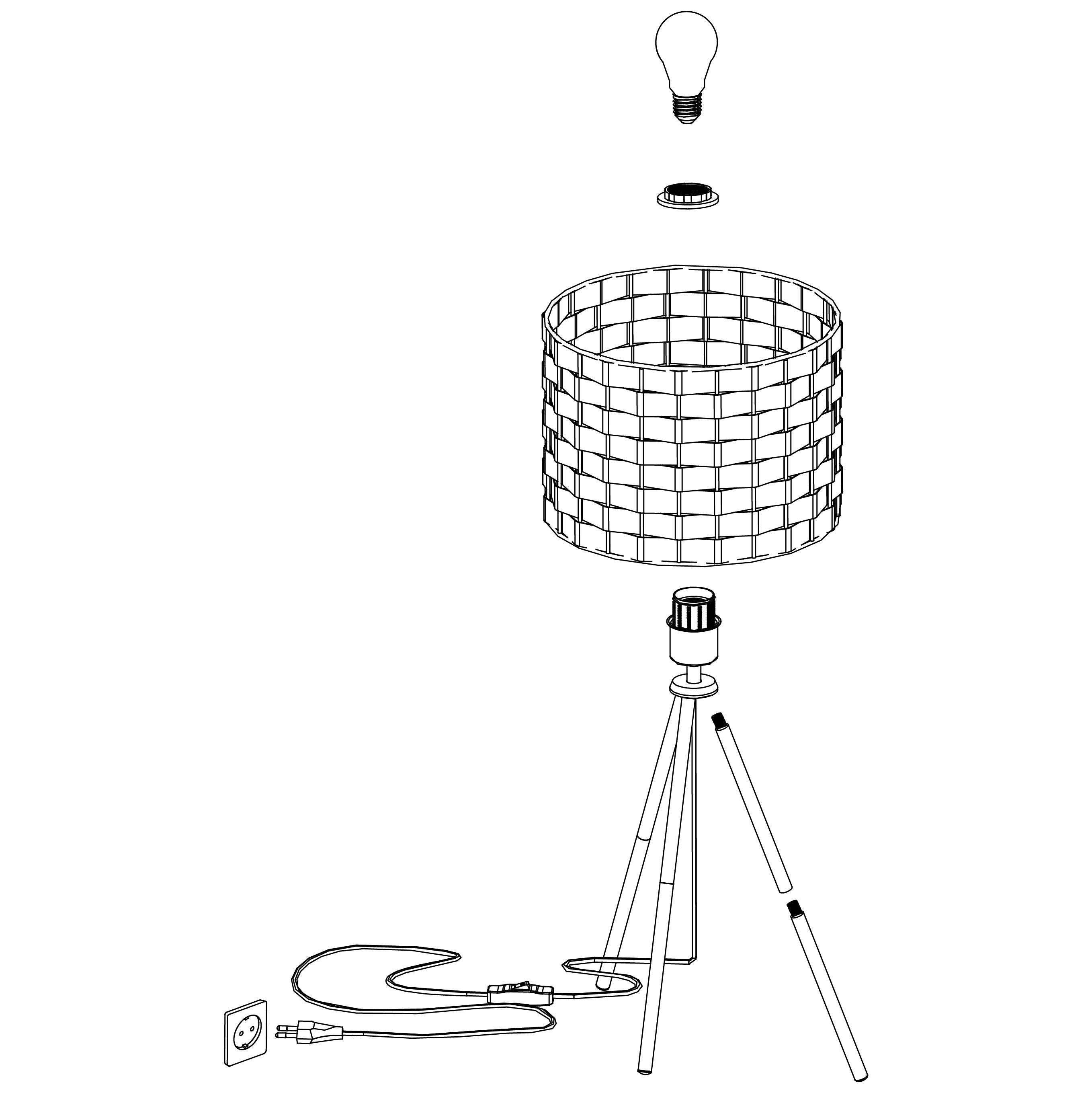 eglo marasales black interwoven fabric tripod table lamp kitchen lighting 