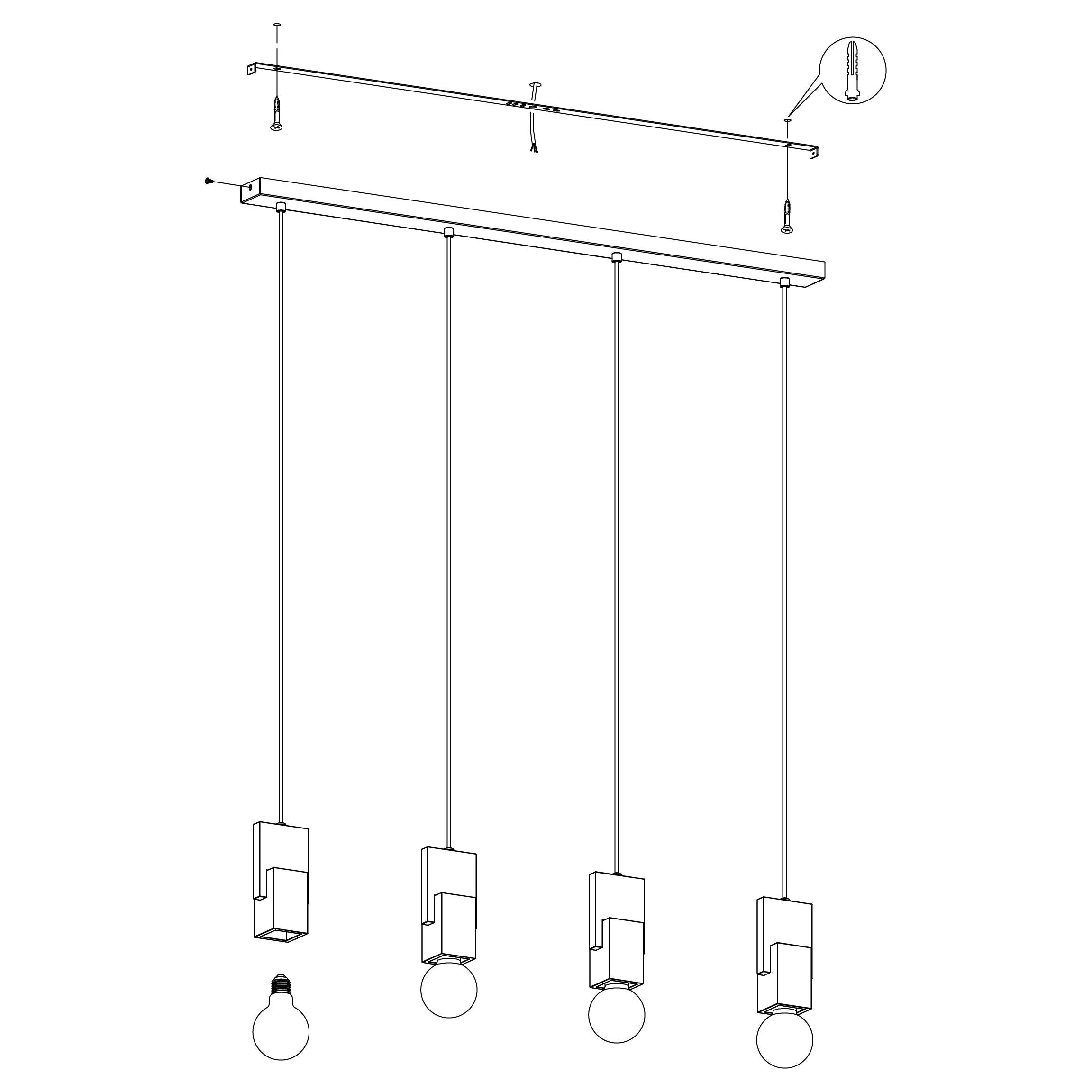 eglo lobatia 4 light black grey terrazzo cable pendant Kitchen Lighting Close Up
