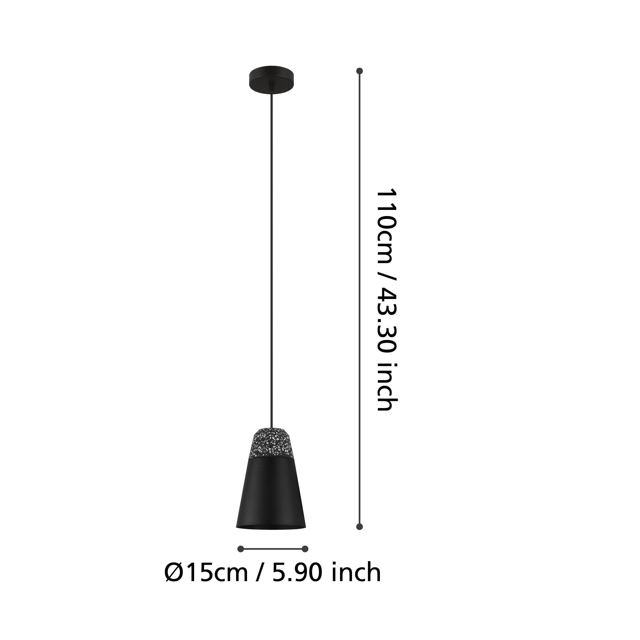 eglo canterras black dark grey conical metal pendant living room close up