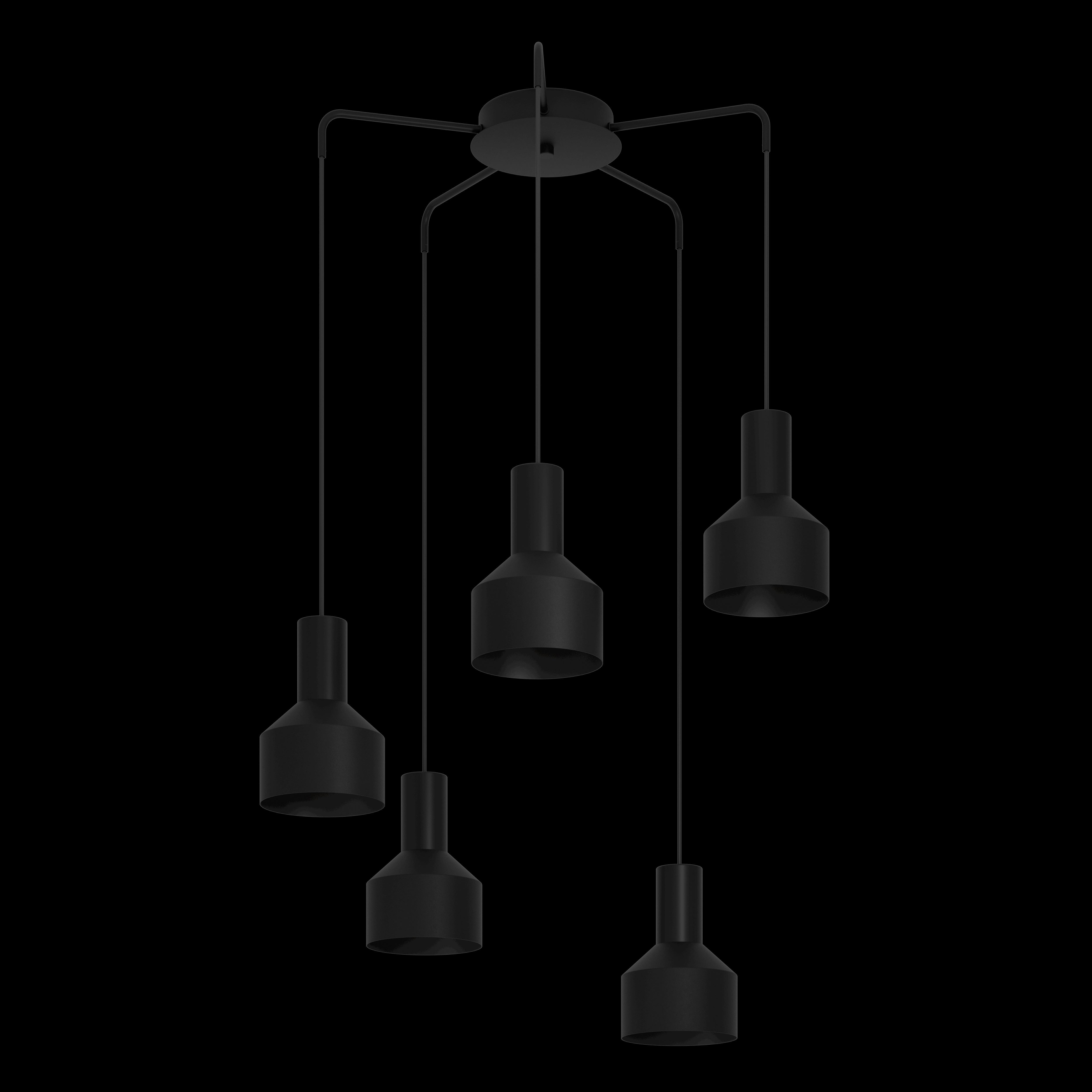 eglo casibare 5 light black metal monochrome pendant living room image