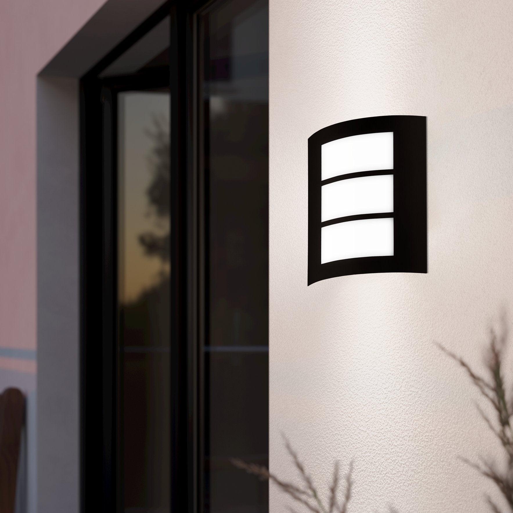 eglo city black curved outdoor wall light