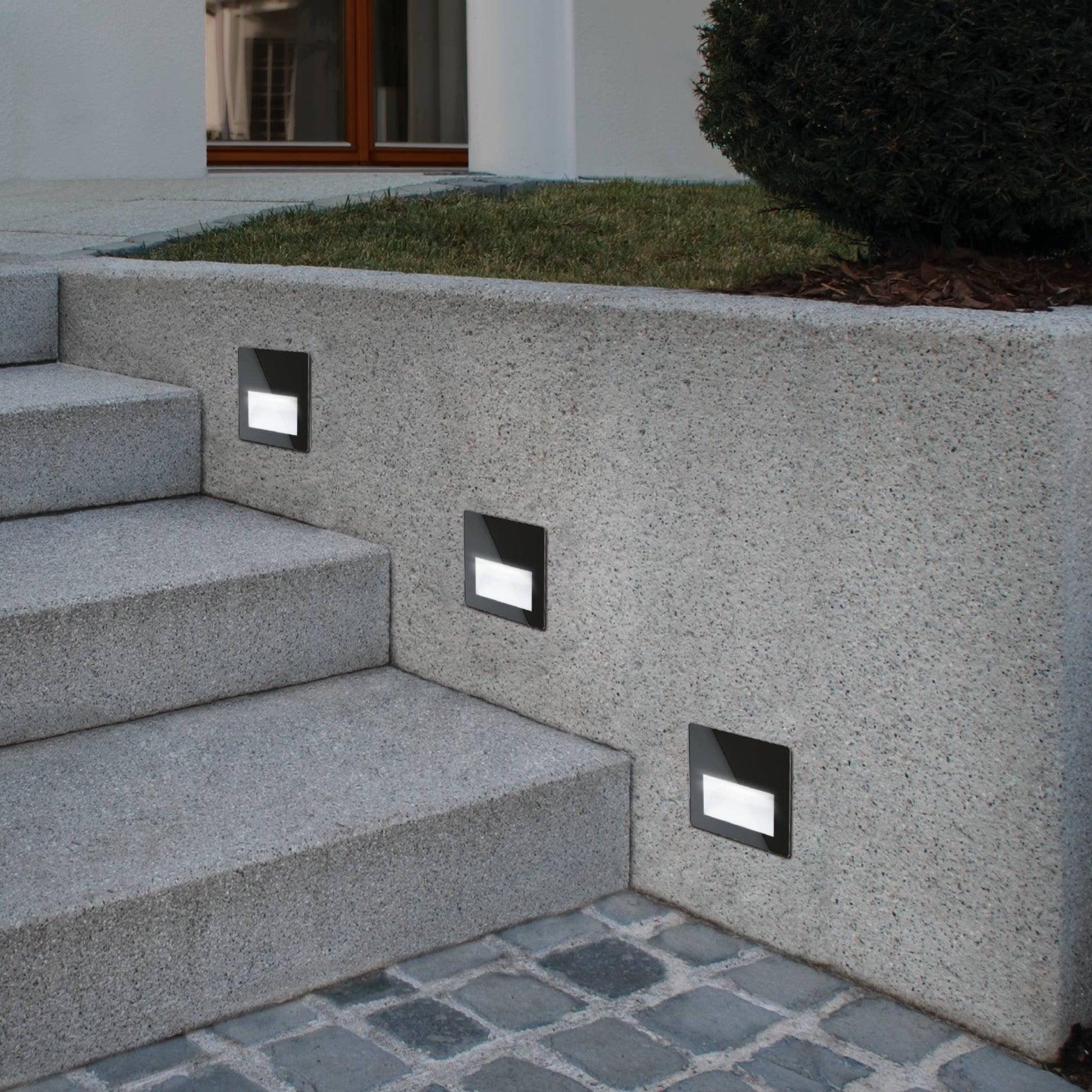 eglo aracena black square ip65 outdoor recessed wall light