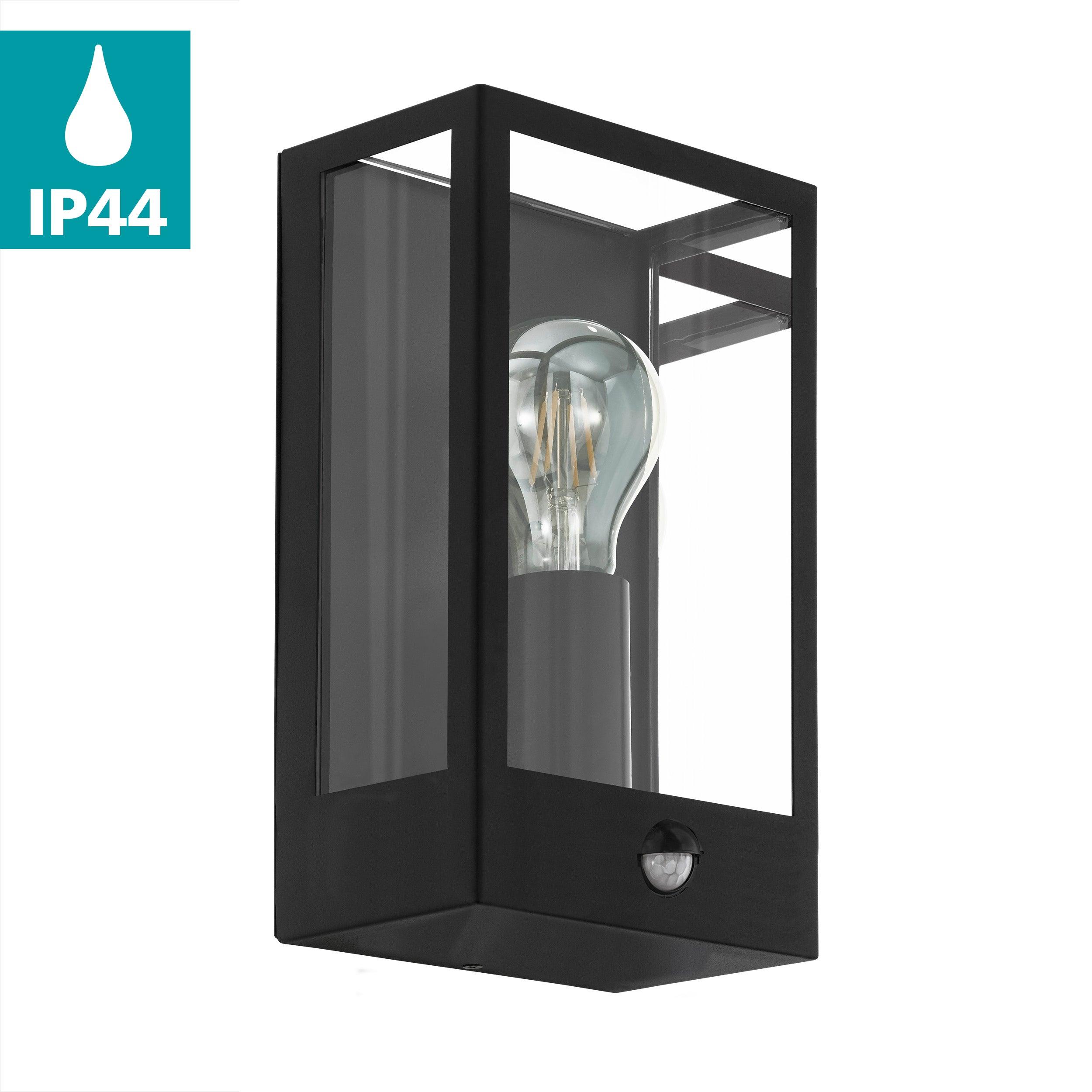 eglo alamonte black metal outdoor wall light ip44 kitchen lighting 