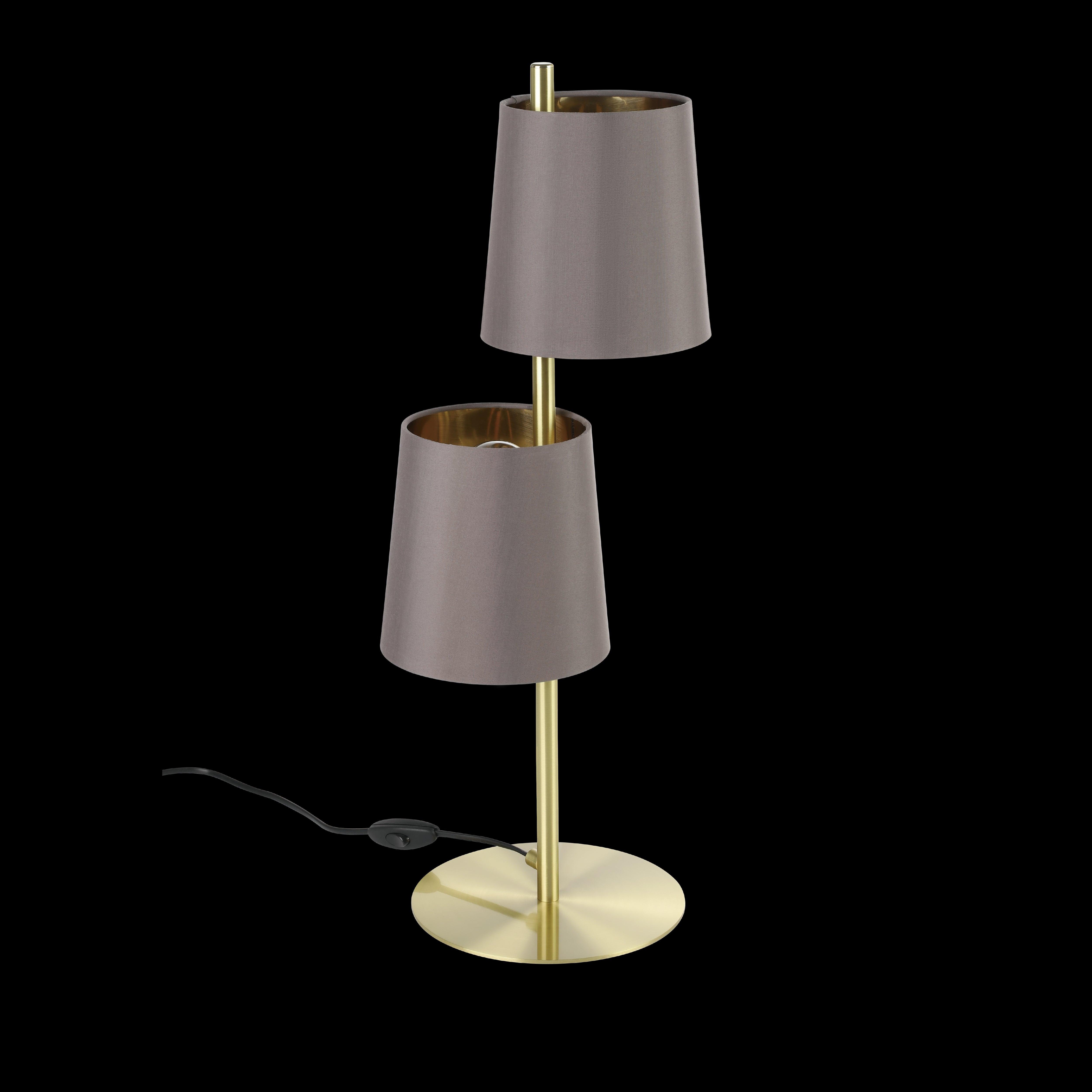 eglo almeida 2 brass 2 light table lamp brown fabric shades living room image