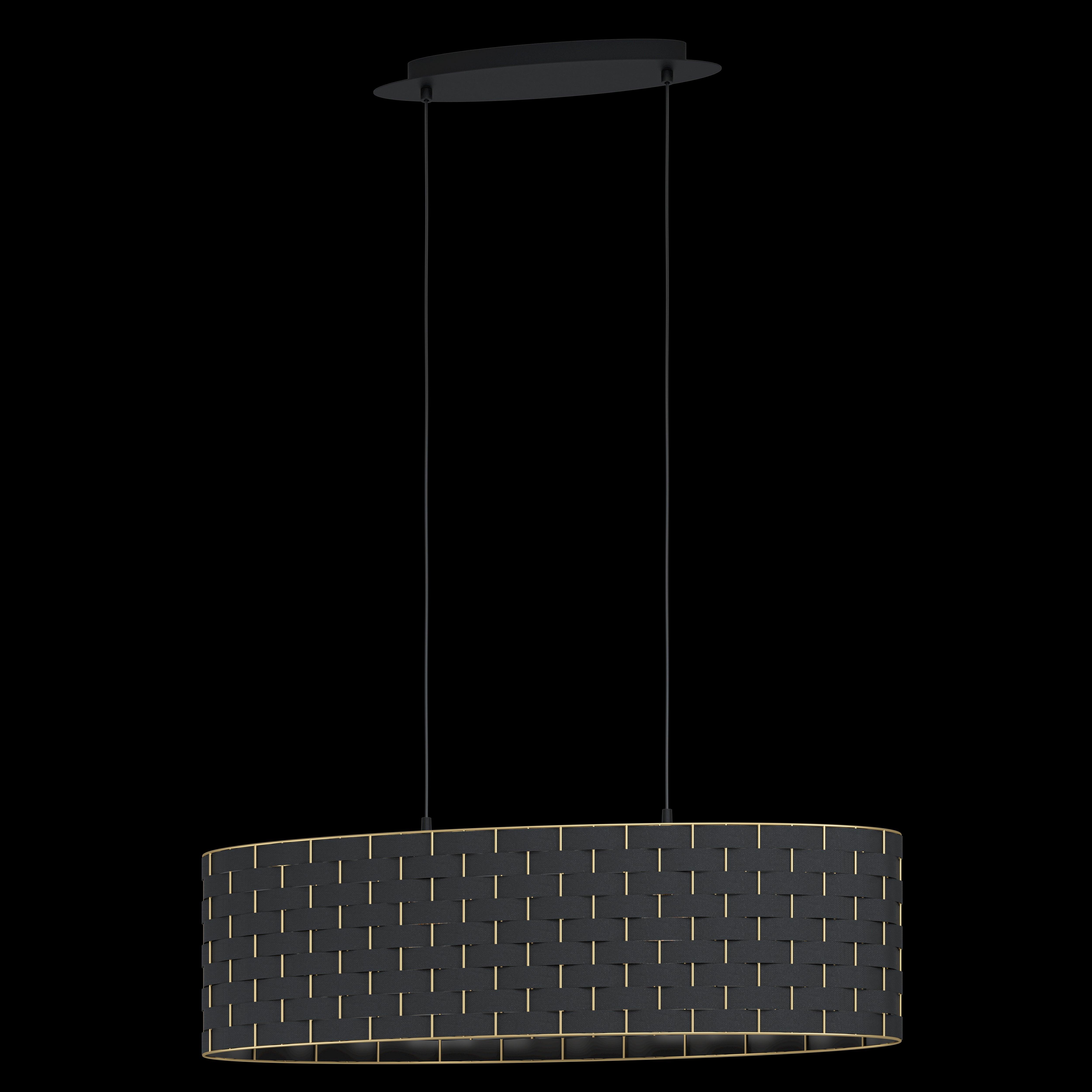 eglo marasales brass interwoven black fabric oval pendant living room image