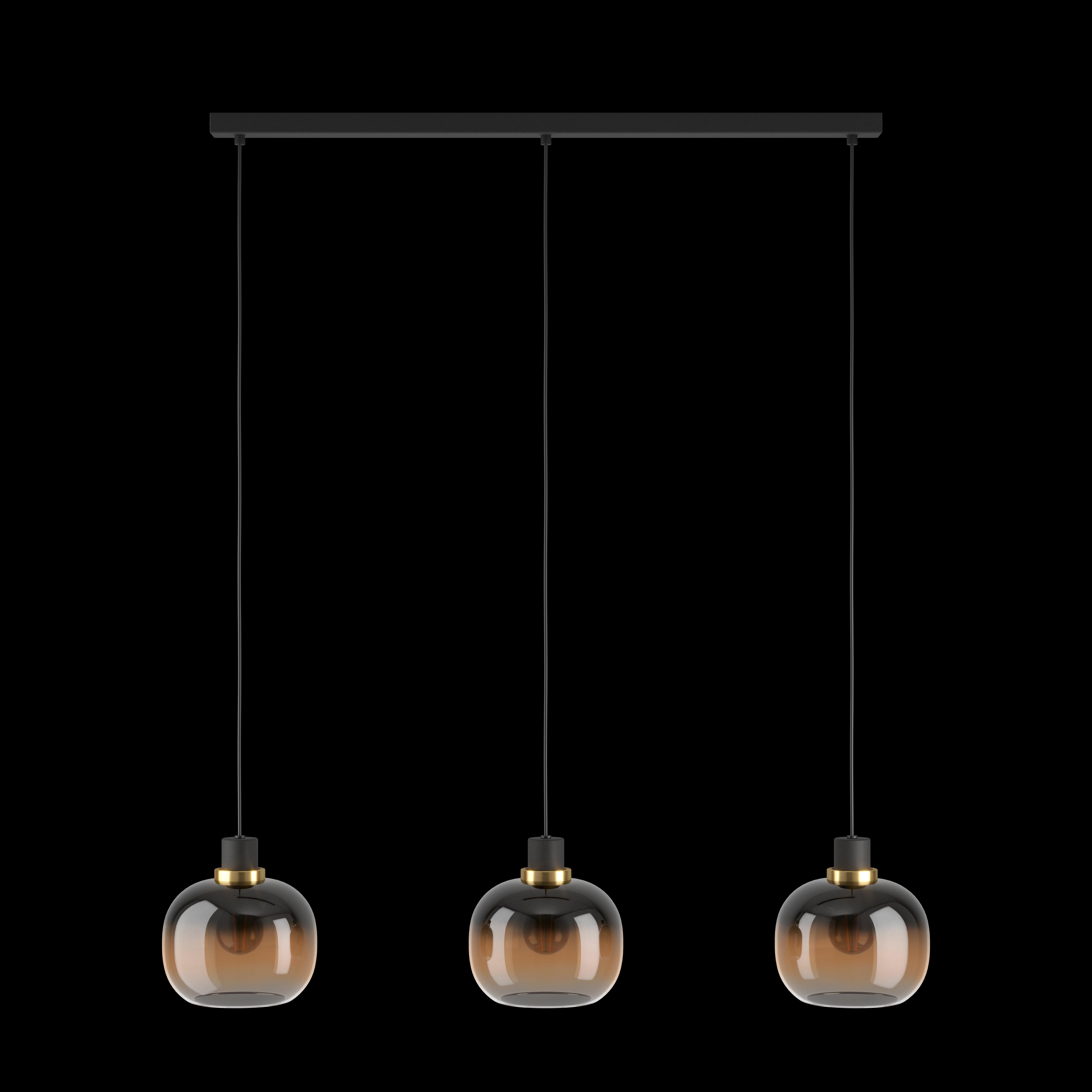 eglo oilella 3 light spherical black brown glass pendant living room image