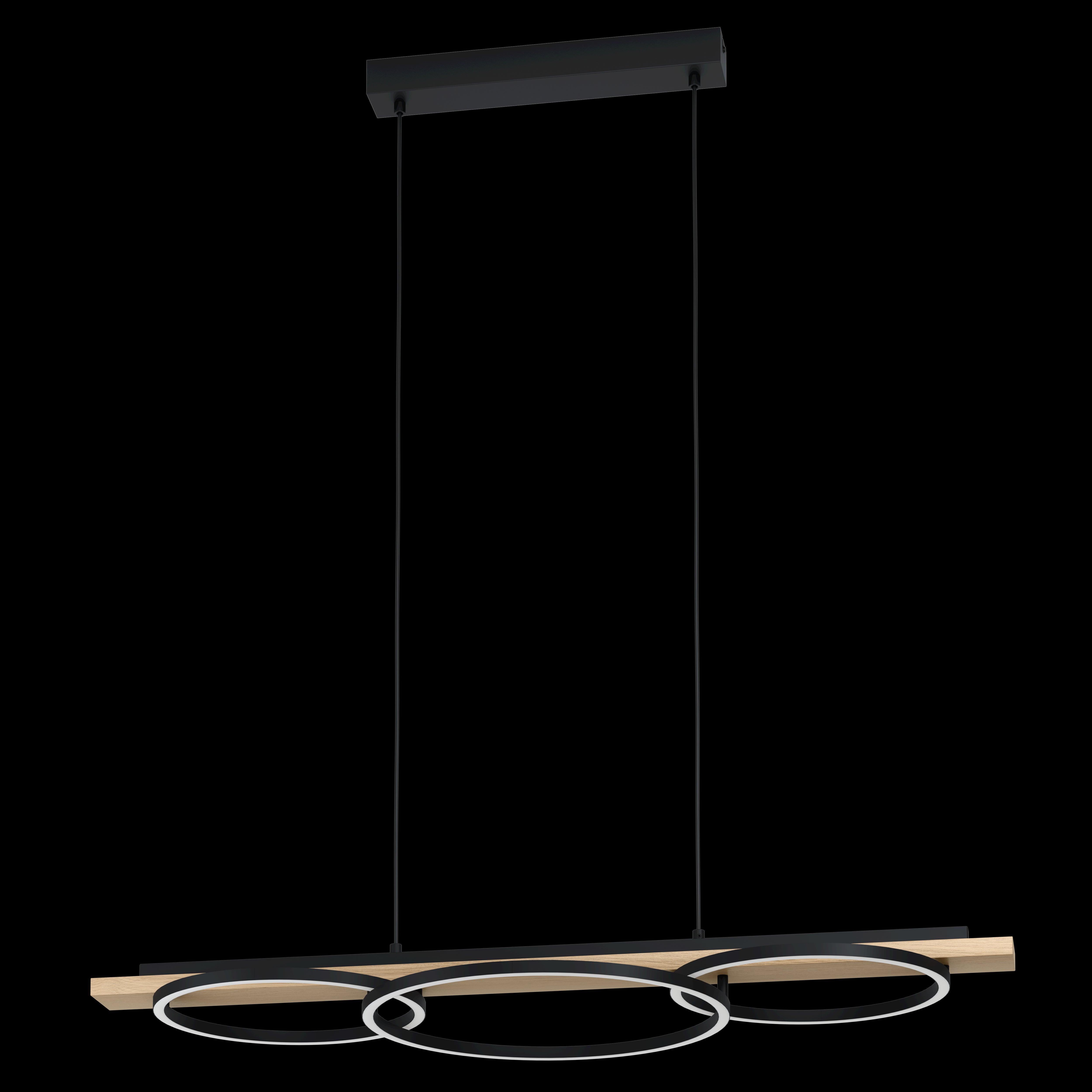 eglo boyal led 3 circle oak veneer wood pendant living room close up