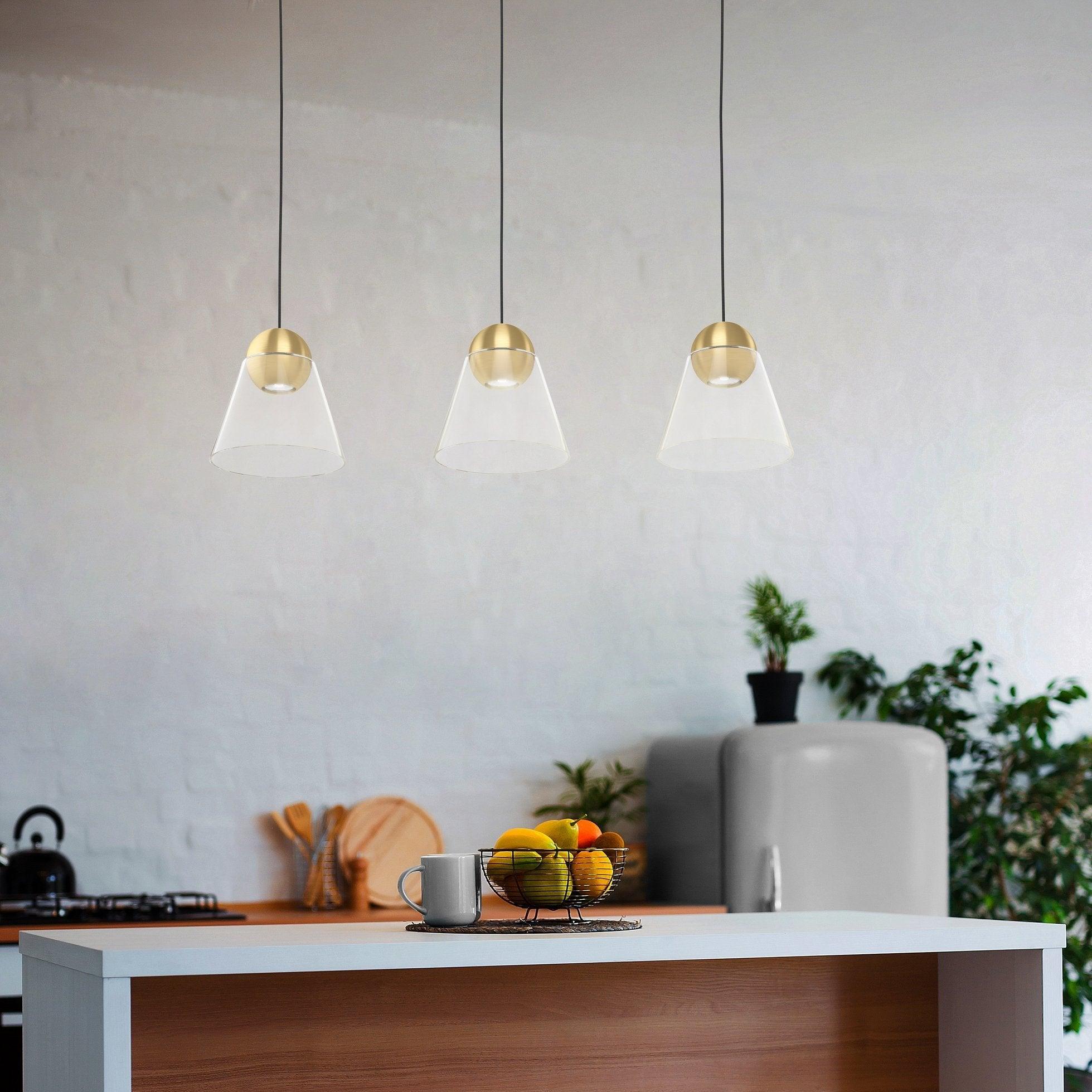 eglo cerasella 3 light conical glass brass ceiling pendant