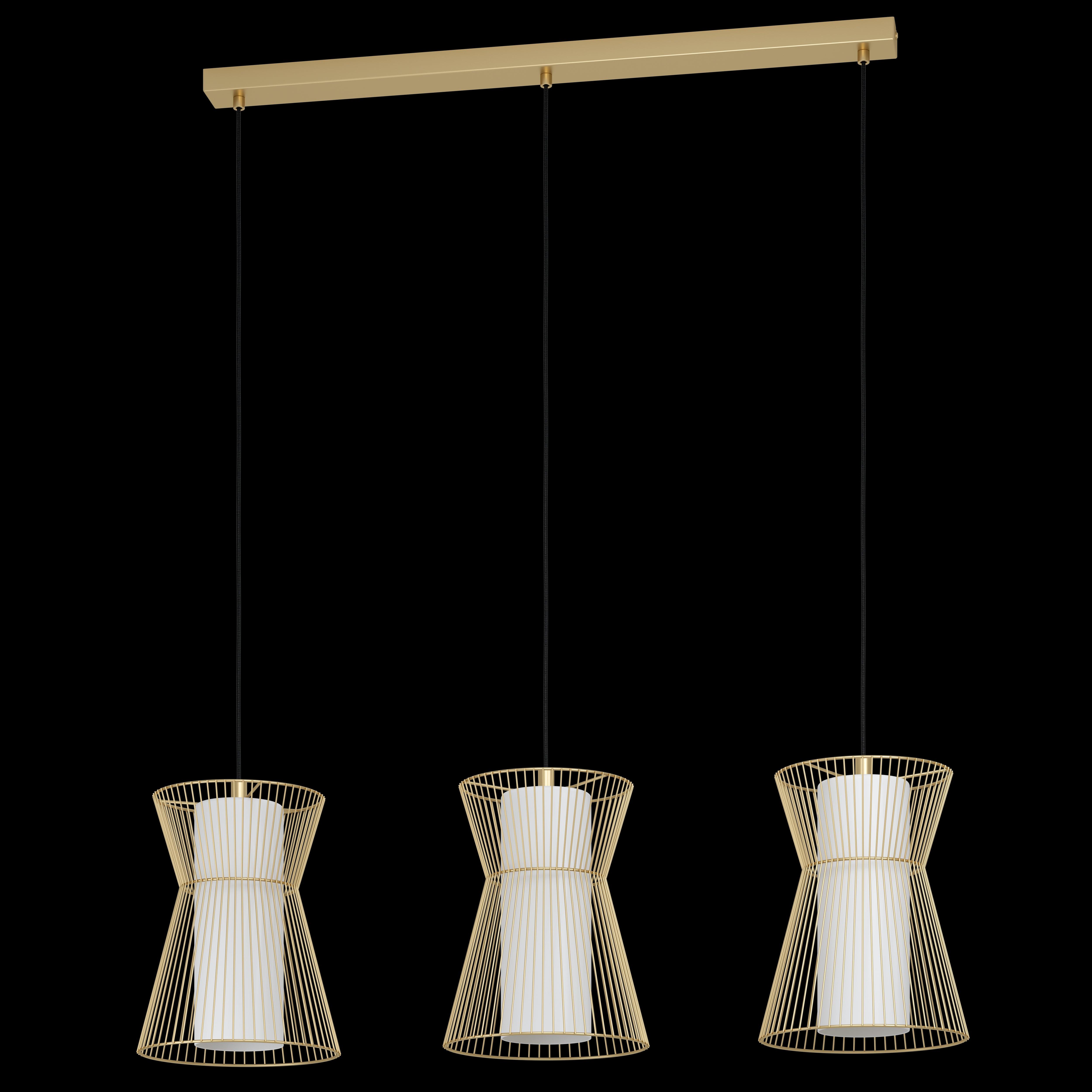 eglo maseta 3 light hourglass gold wire smoked glass pendant