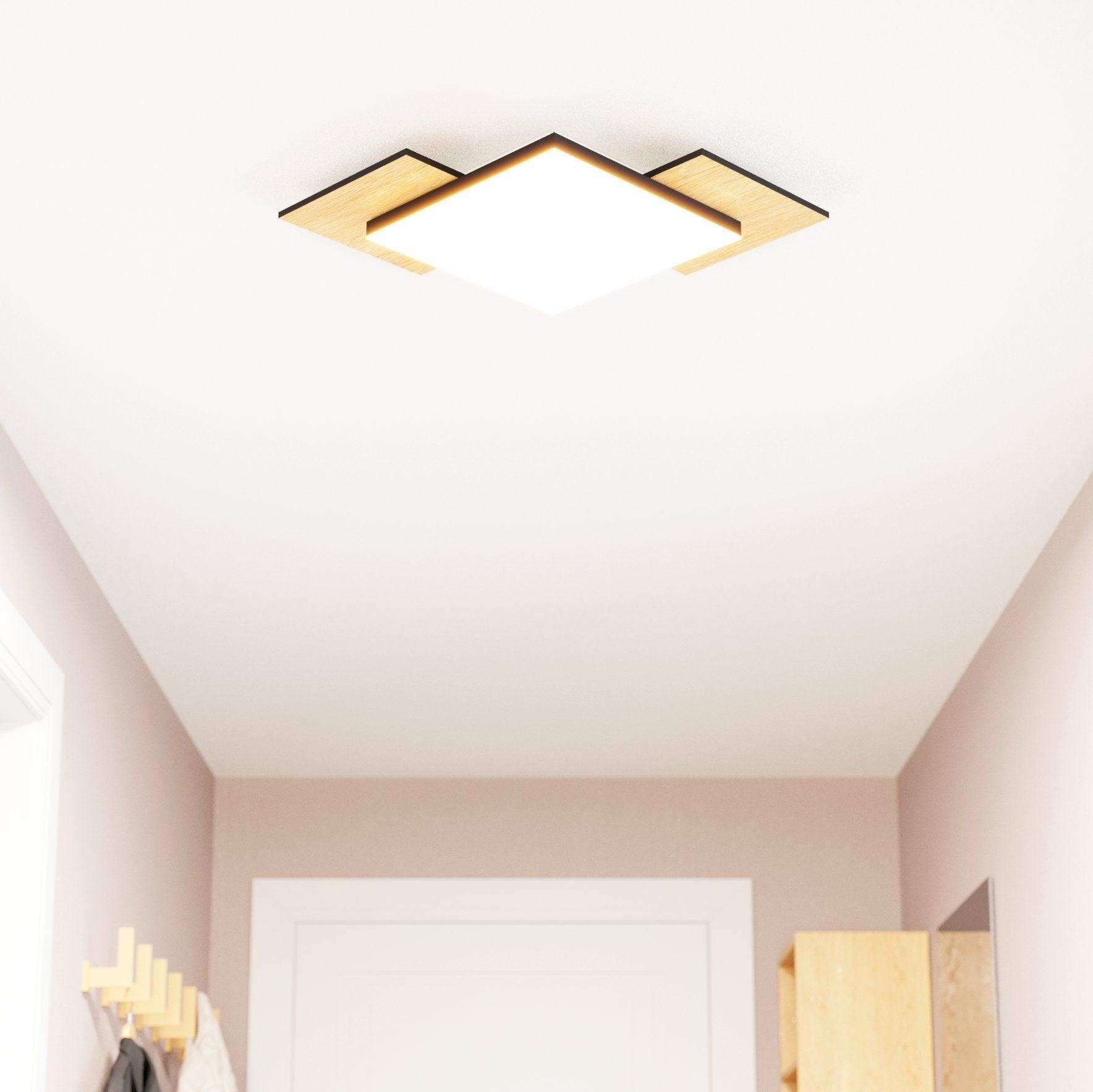 eglo tamuria led flush ceiling light with reversible panels black wood