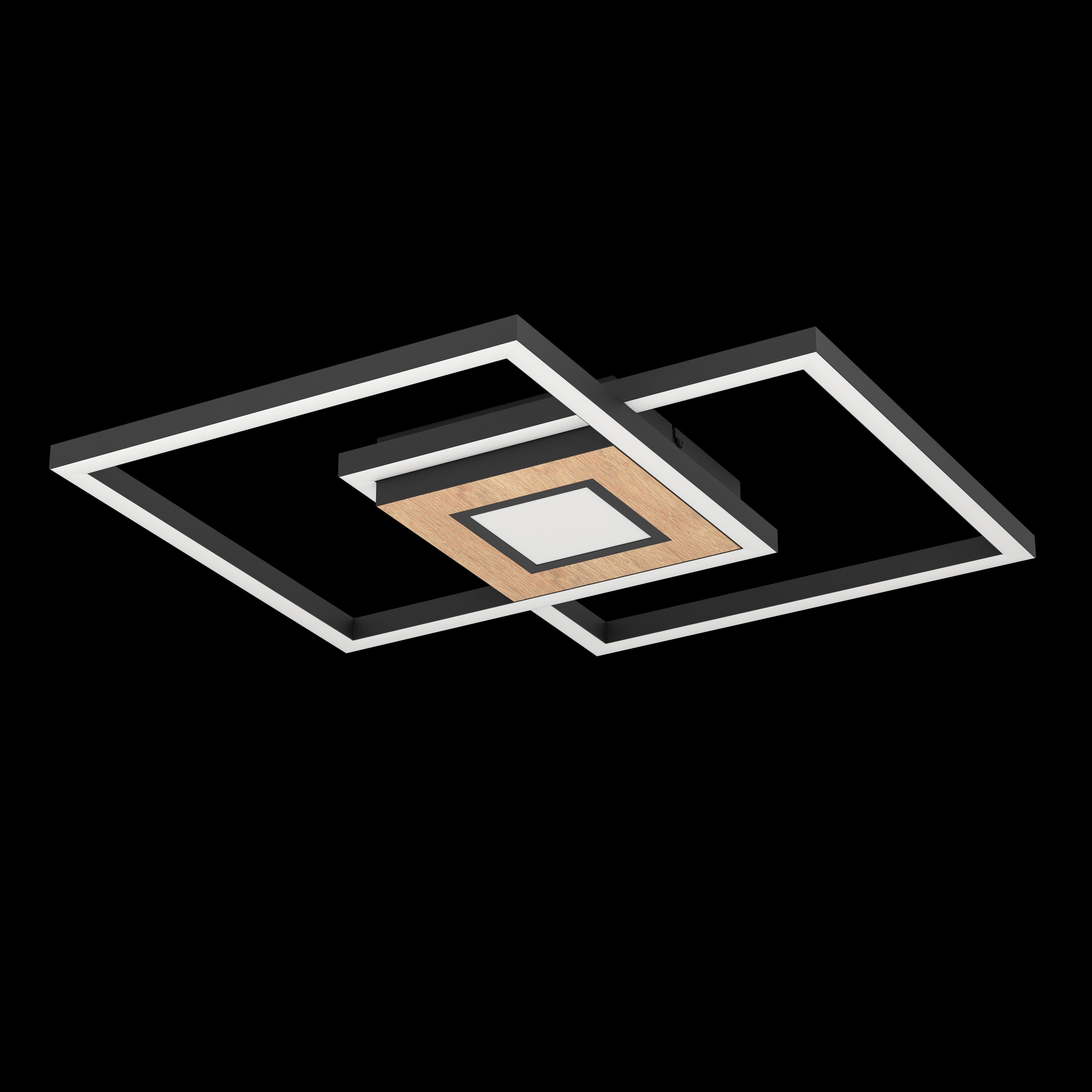 eglo marinello two square black wood effect led flush ceiling light living room image