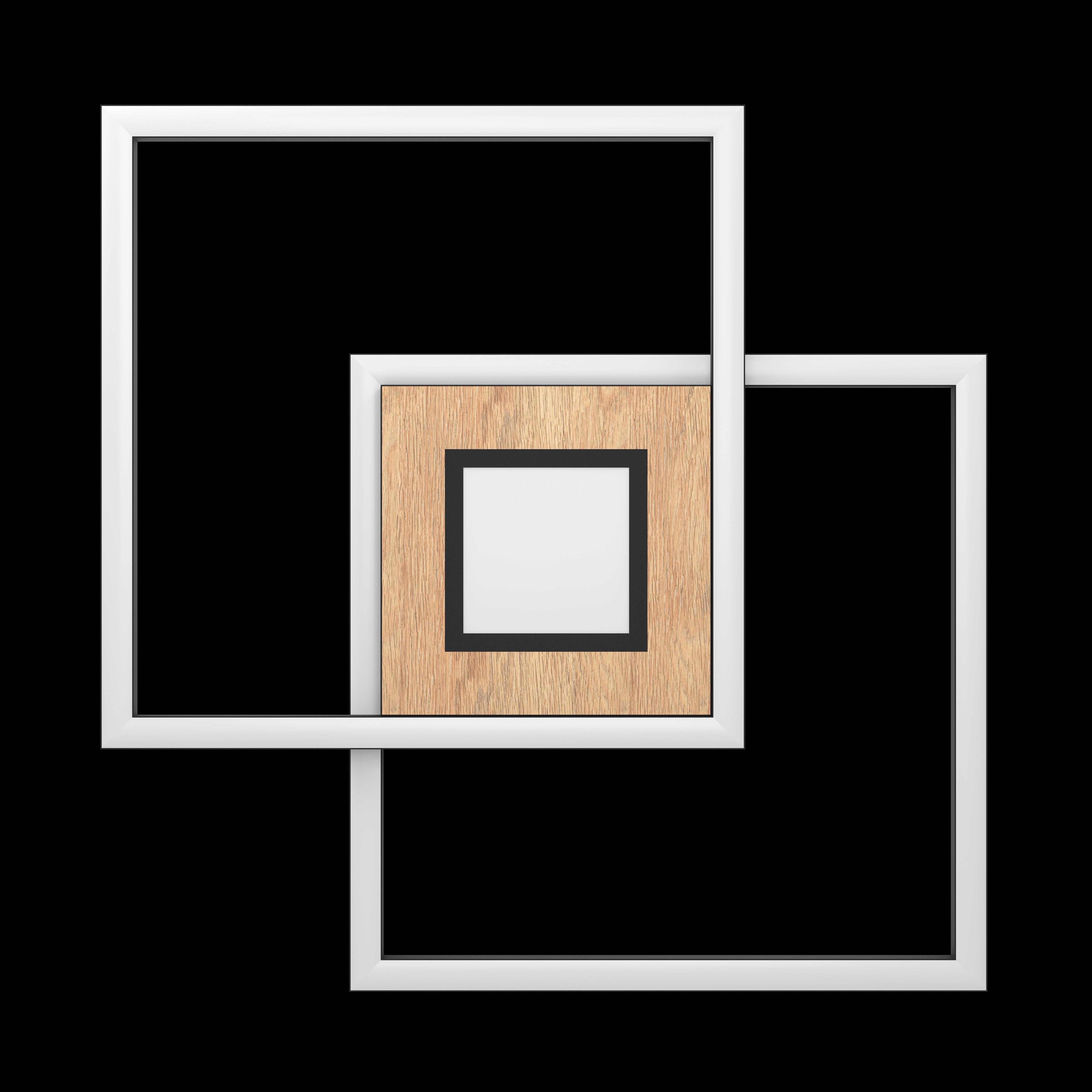 eglo marinello two square black wood effect led flush ceiling light living room close up