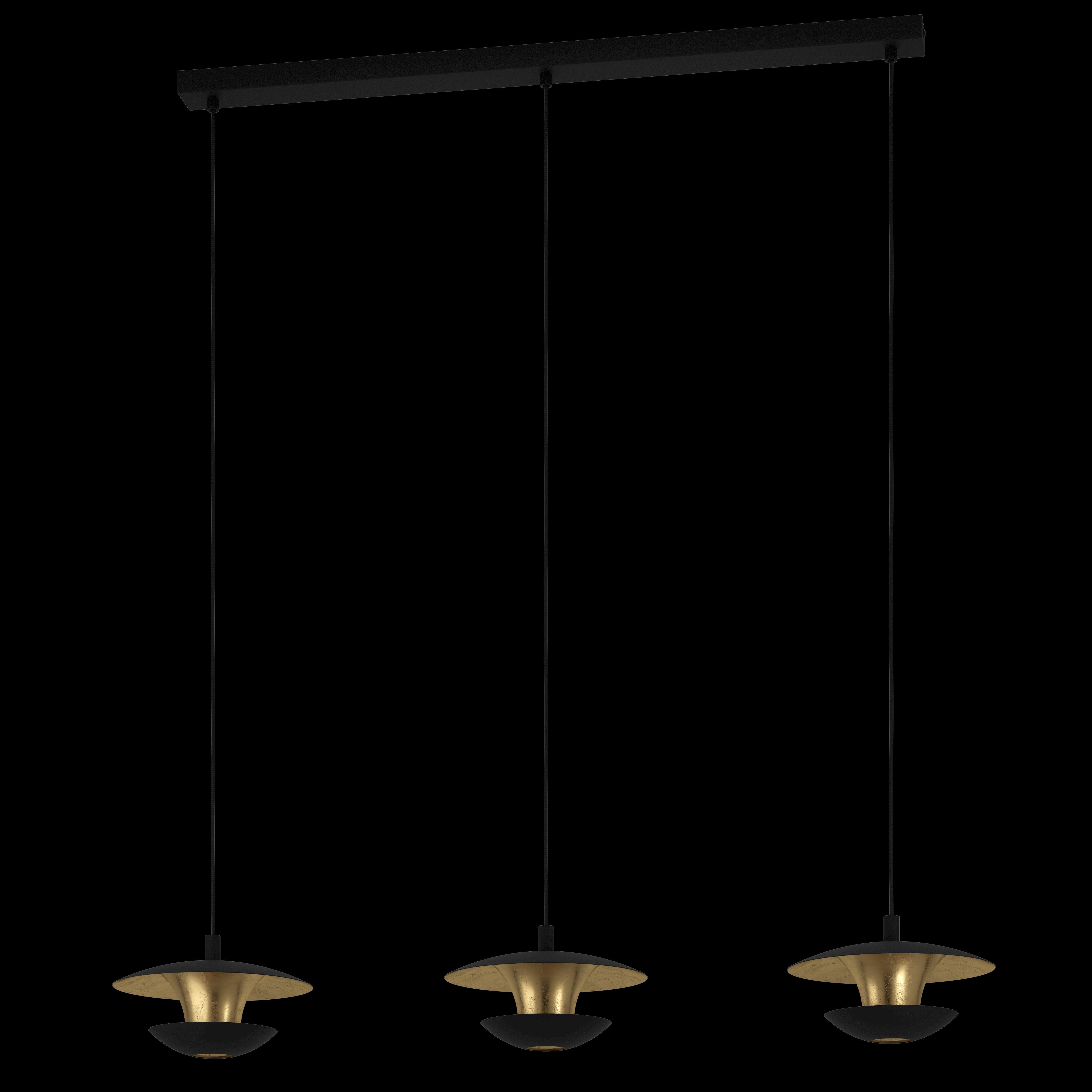 eglo nuvano 3 light black gold ceiling pendant living room image