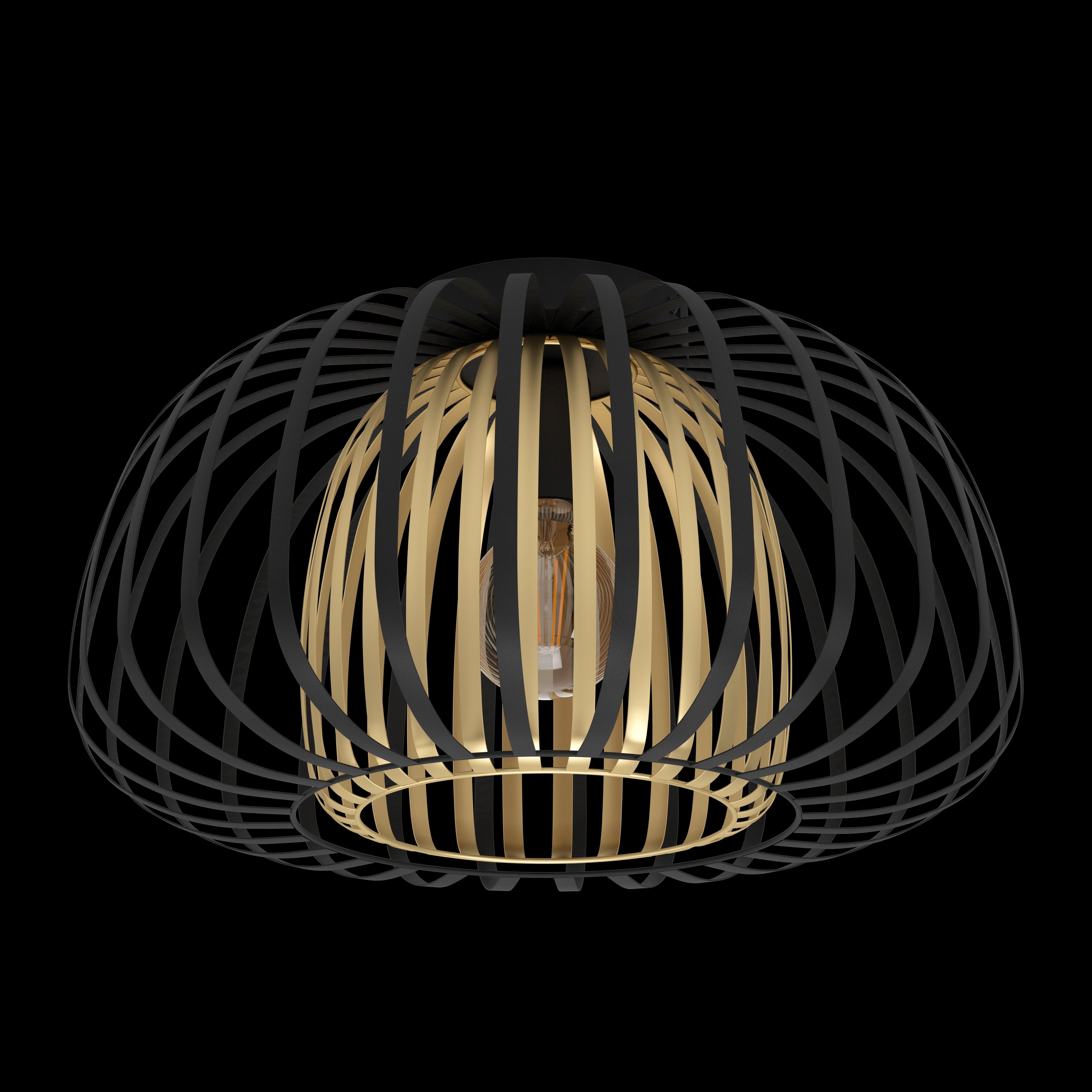 eglo encinitos brass black metal strip flush lampshade living room image