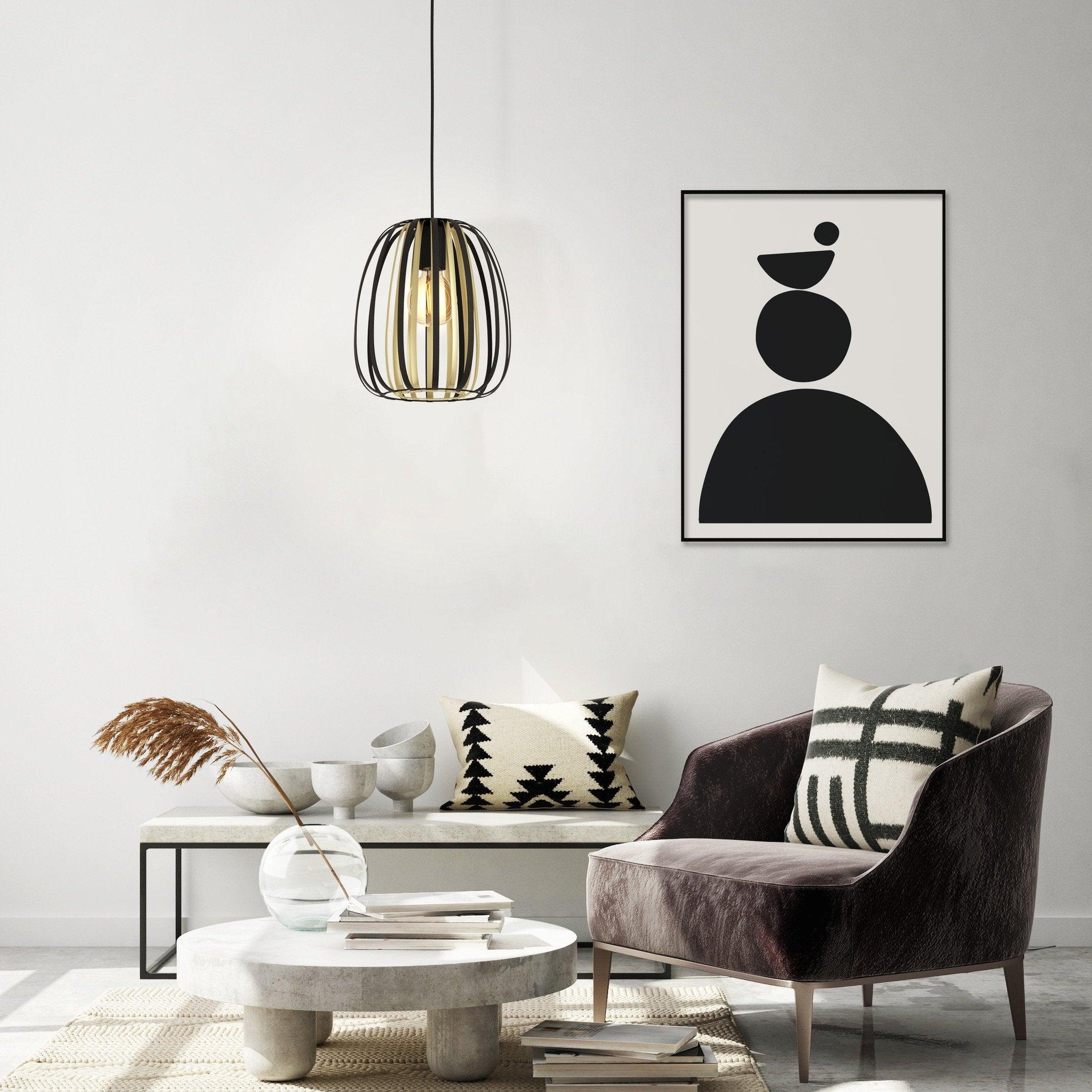eglo encinitos brass black metal strips ceiling pendant
