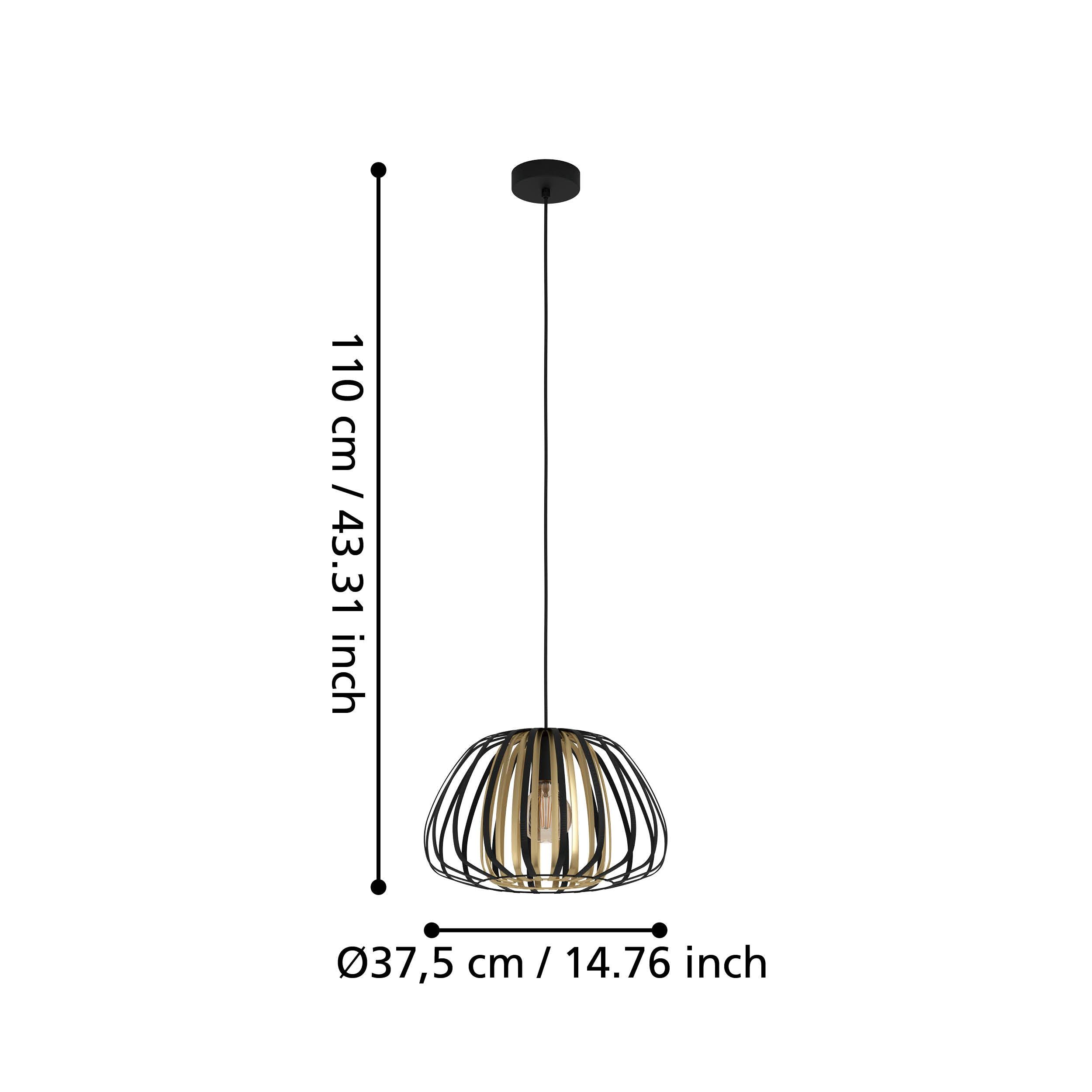 eglo encinitos brass black metal strips pendant 37 5cm living room close up