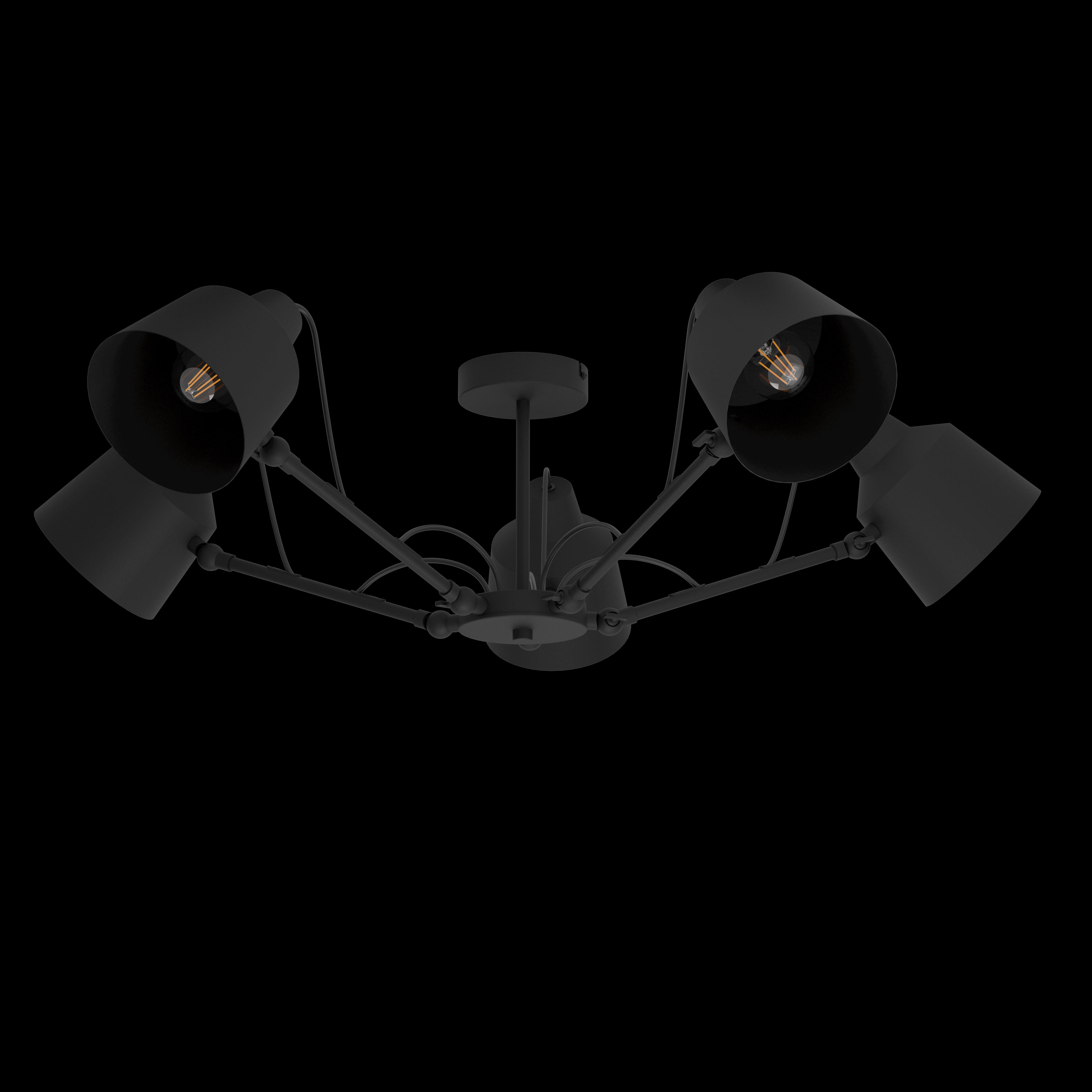 eglo basurtu 5 arm adjustable black spotlight semi flush light living room image