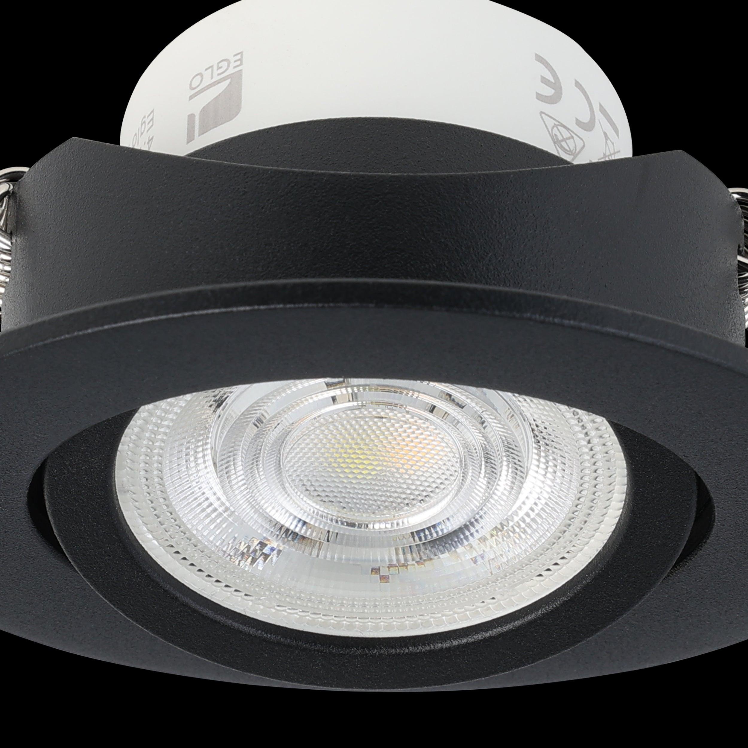 eglo saliceto z black led smart recessed ceiling light bedroom lighting close up