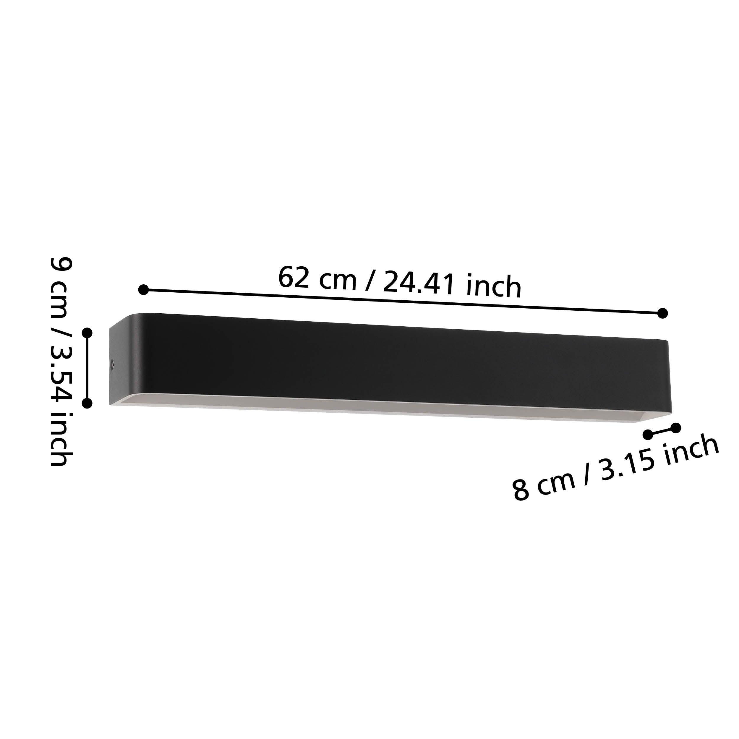 eglo sania 5 black led bathroom wall light living room close up