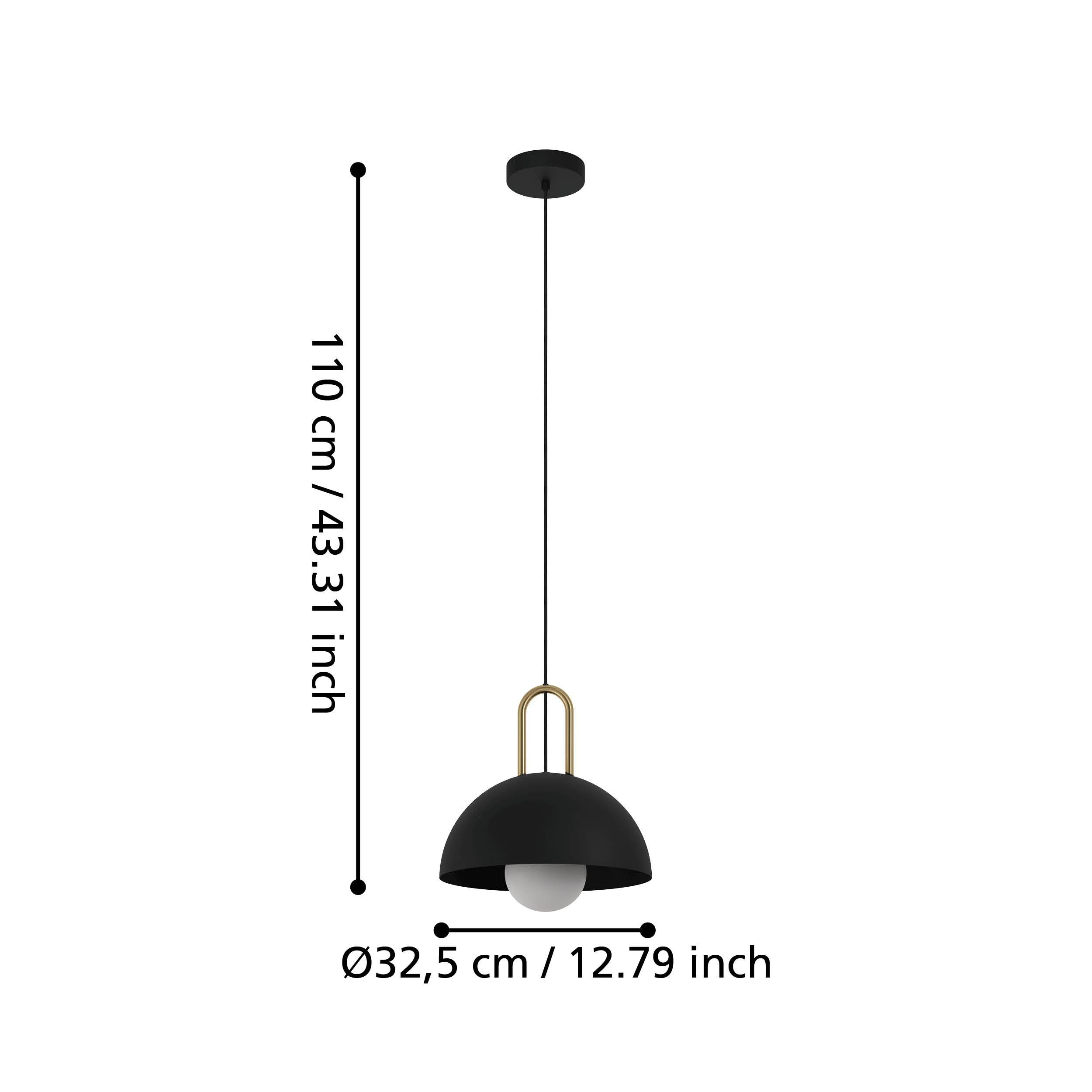 eglo calmanera black brass round ceiling pendant living room close up