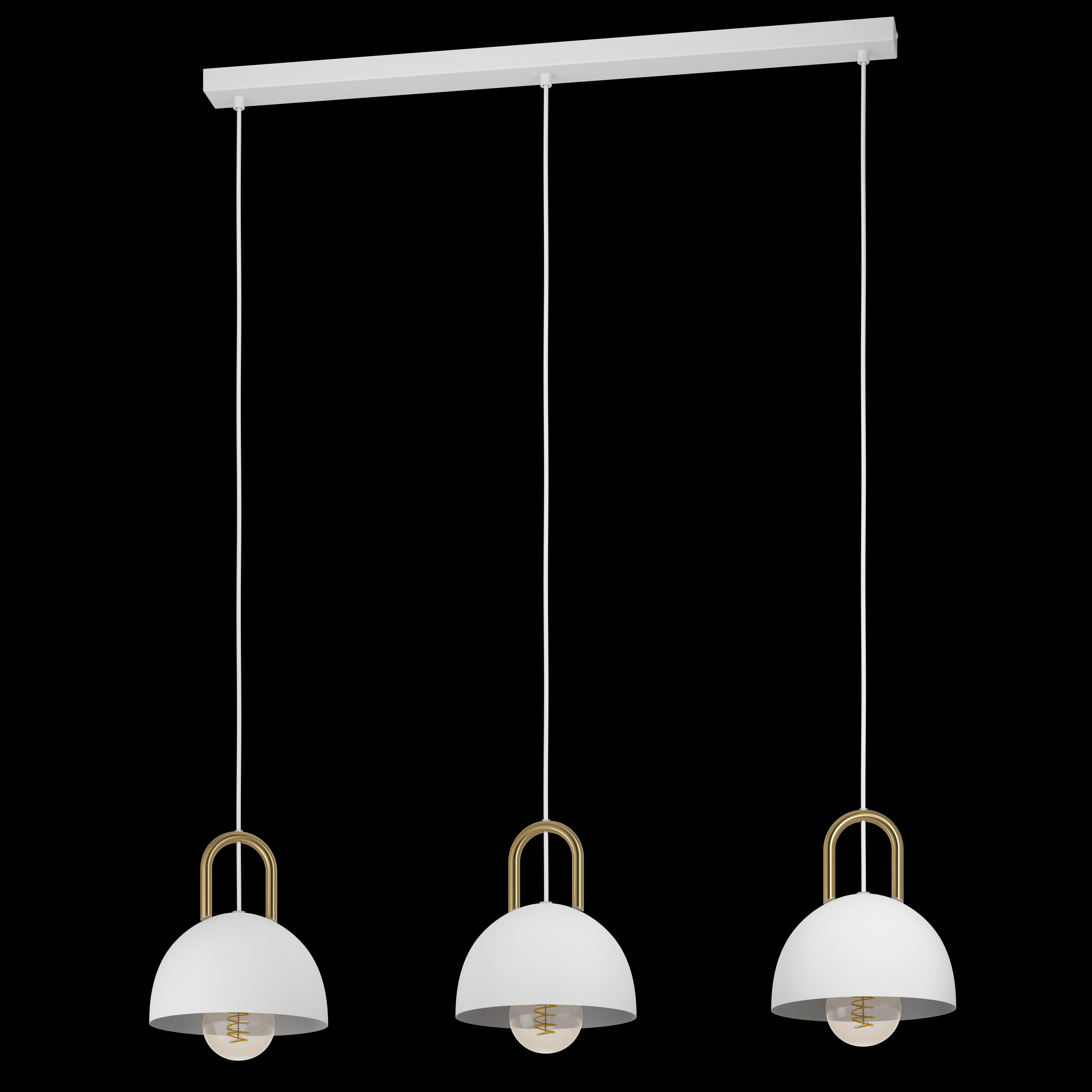 eglo calmanera 3 light white brass round pendant living room close up