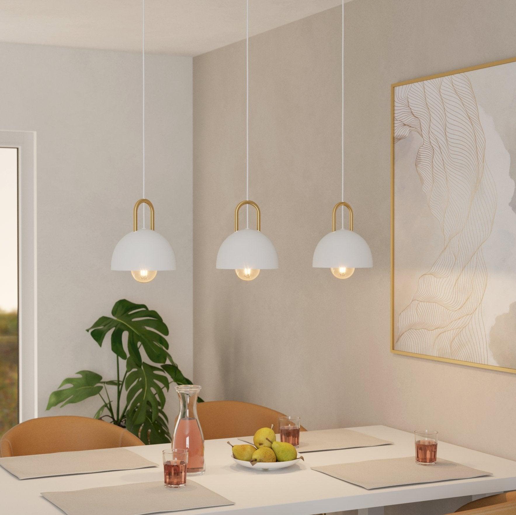 eglo calmanera 3 light white brass round pendant