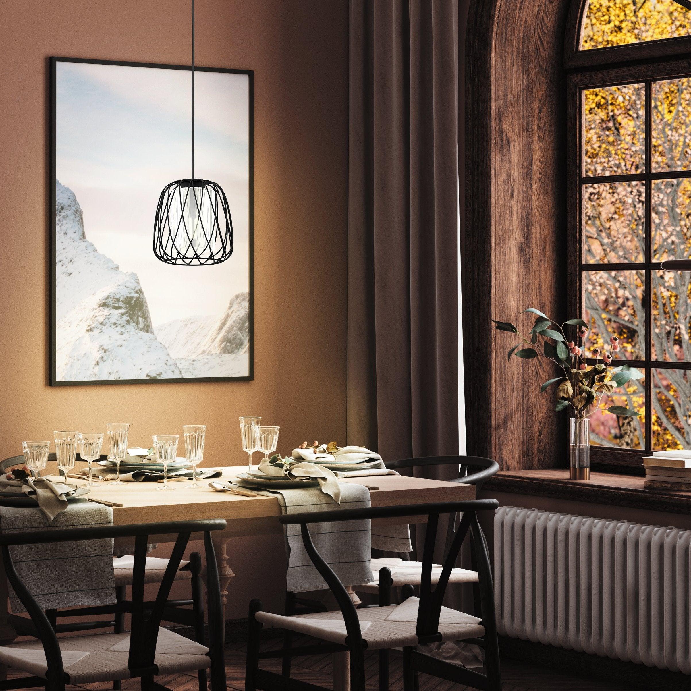 eglo floresta black wire smoked glass ceiling pendant
