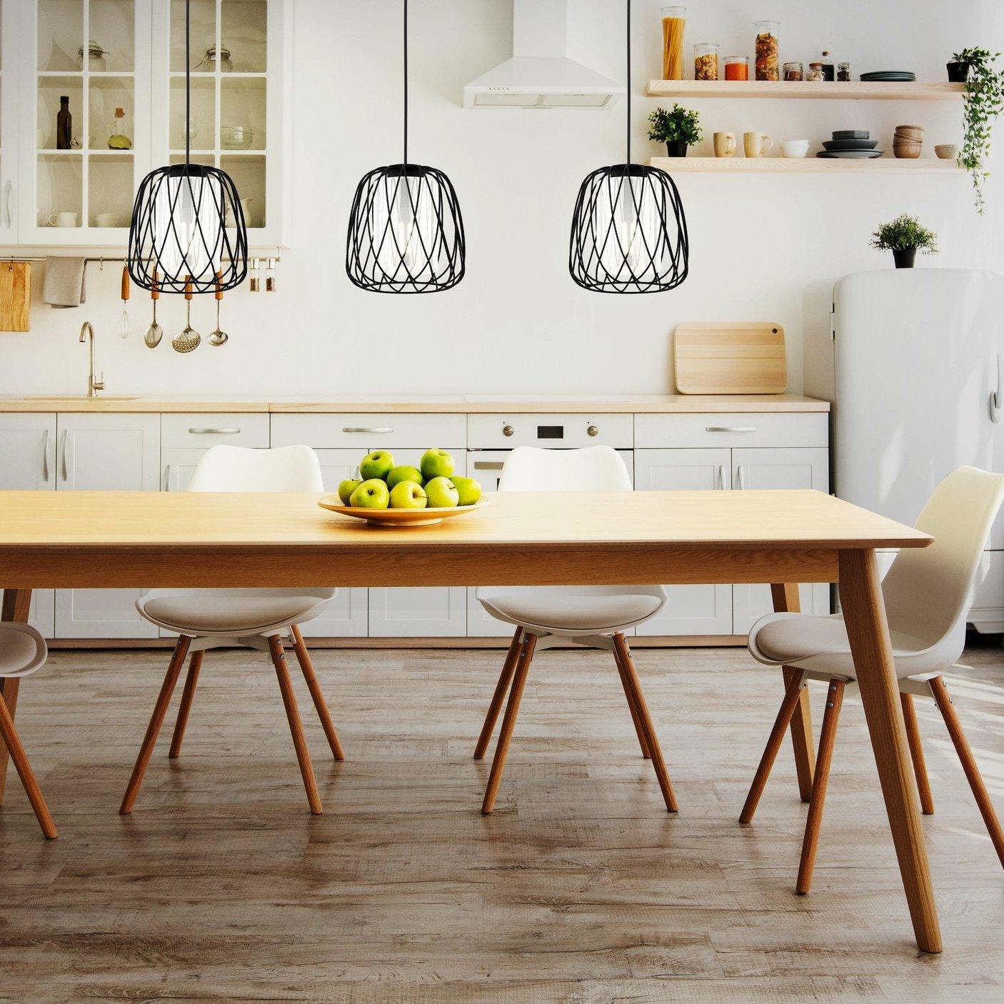 eglo floresta 3 light black wire smoked glass pendant