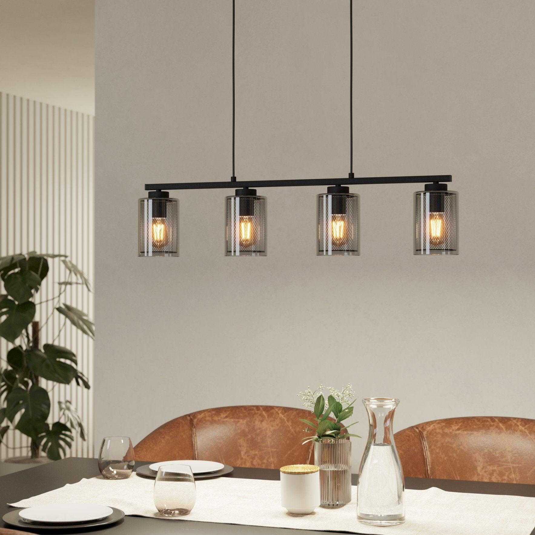 eglo zocabon 4 light black metal glass ceiling pendant