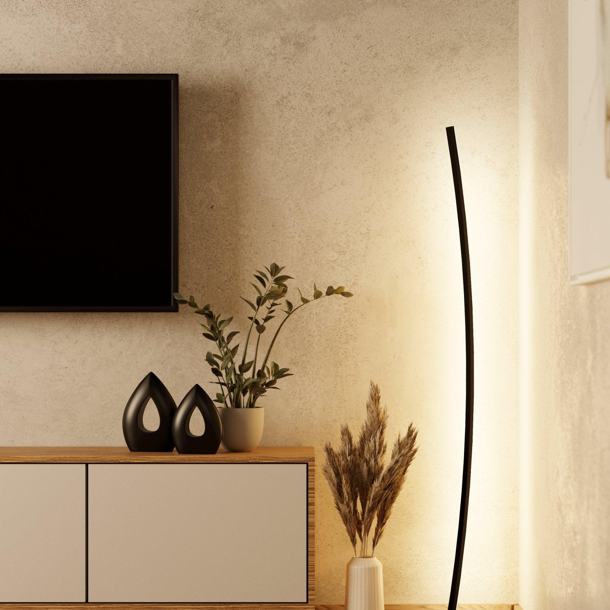 eglo picacha led black curved floor lamp living room image