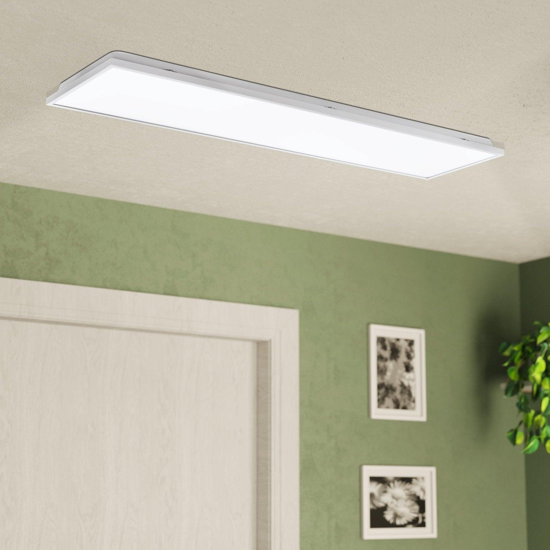 eglo urtebieta white led rectangle panel flush ceiling light living room image