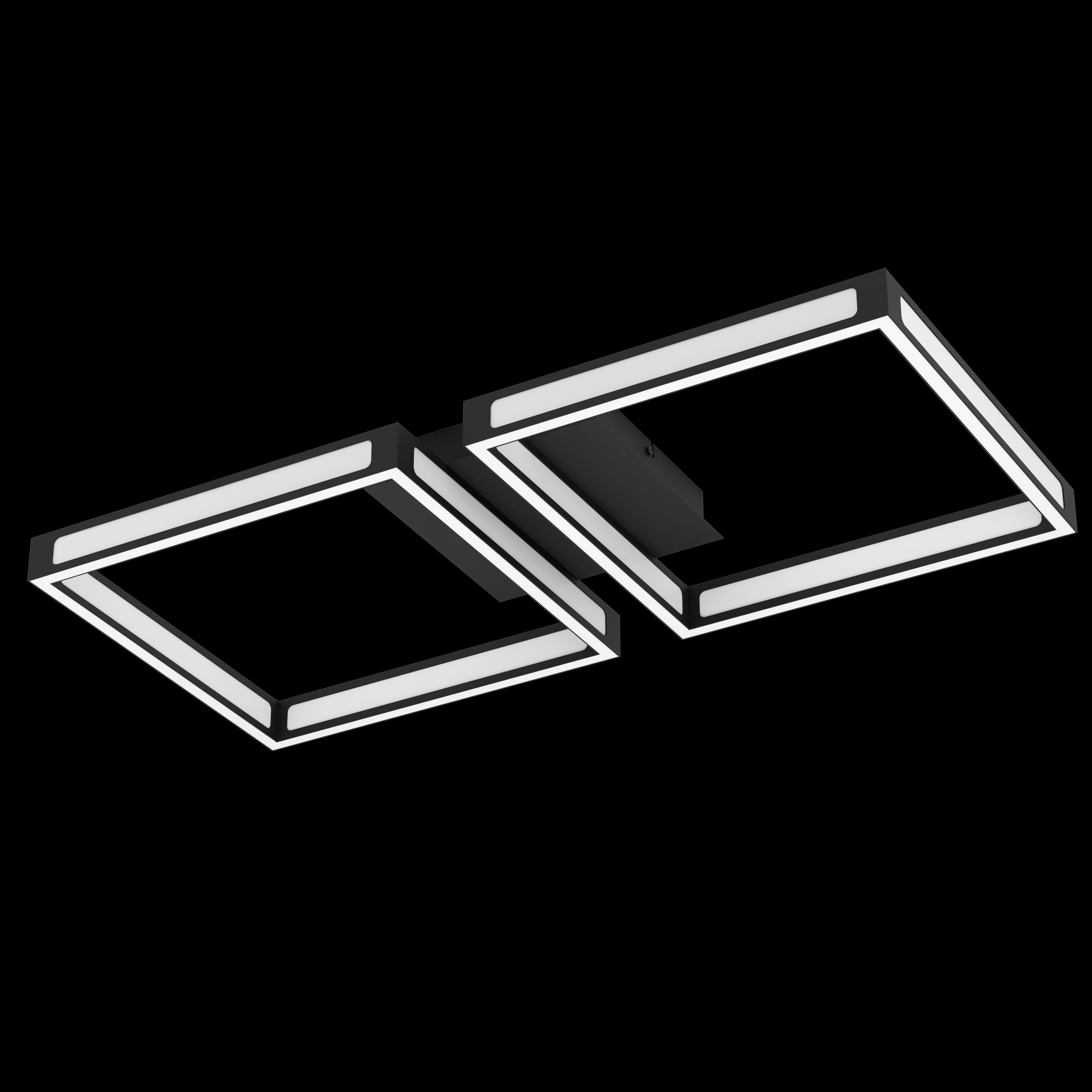 eglo altaflor two square shaped black framed led flush ceiling light living room image