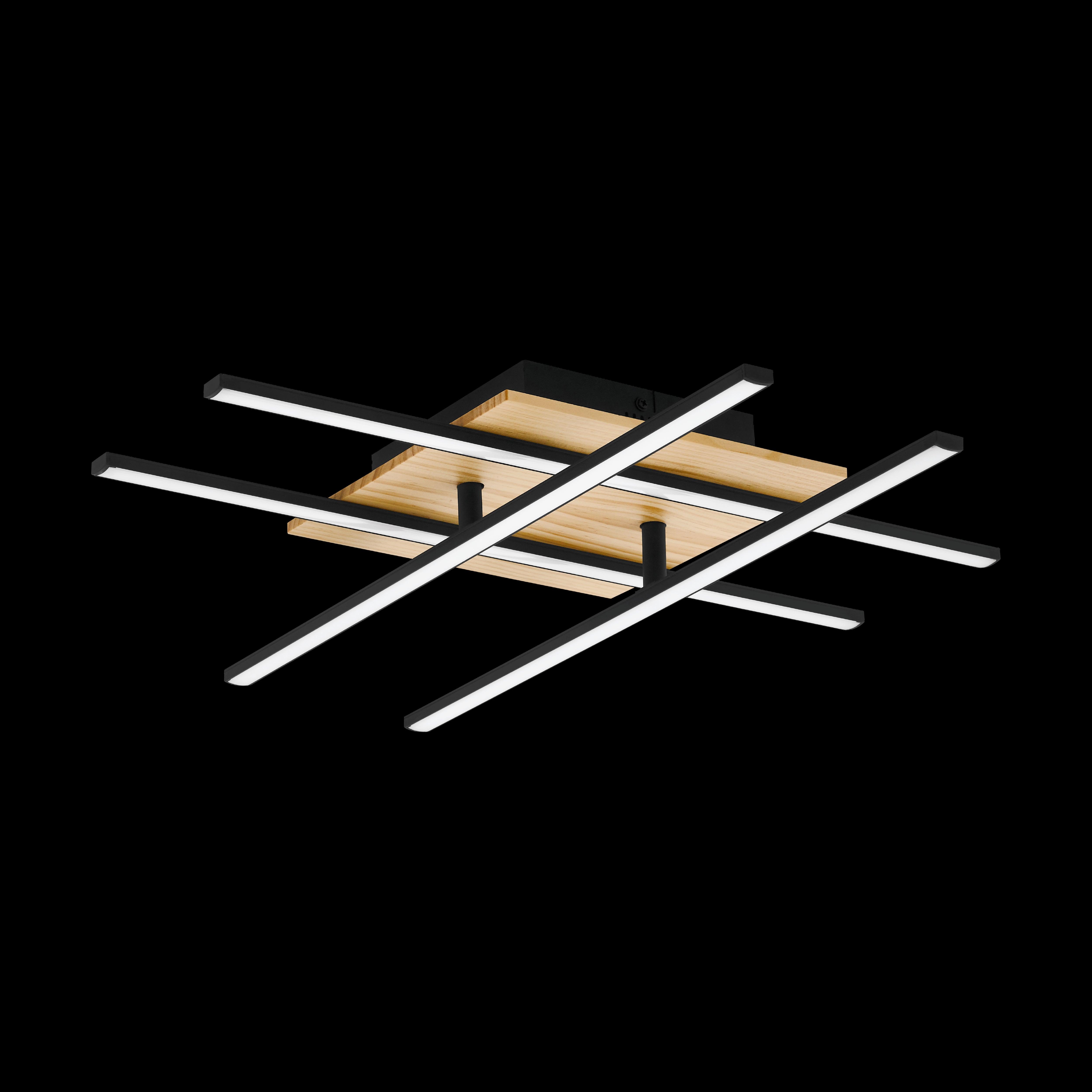 eglo marinello 1 black wooden led criss cross design ceiling flush living room image