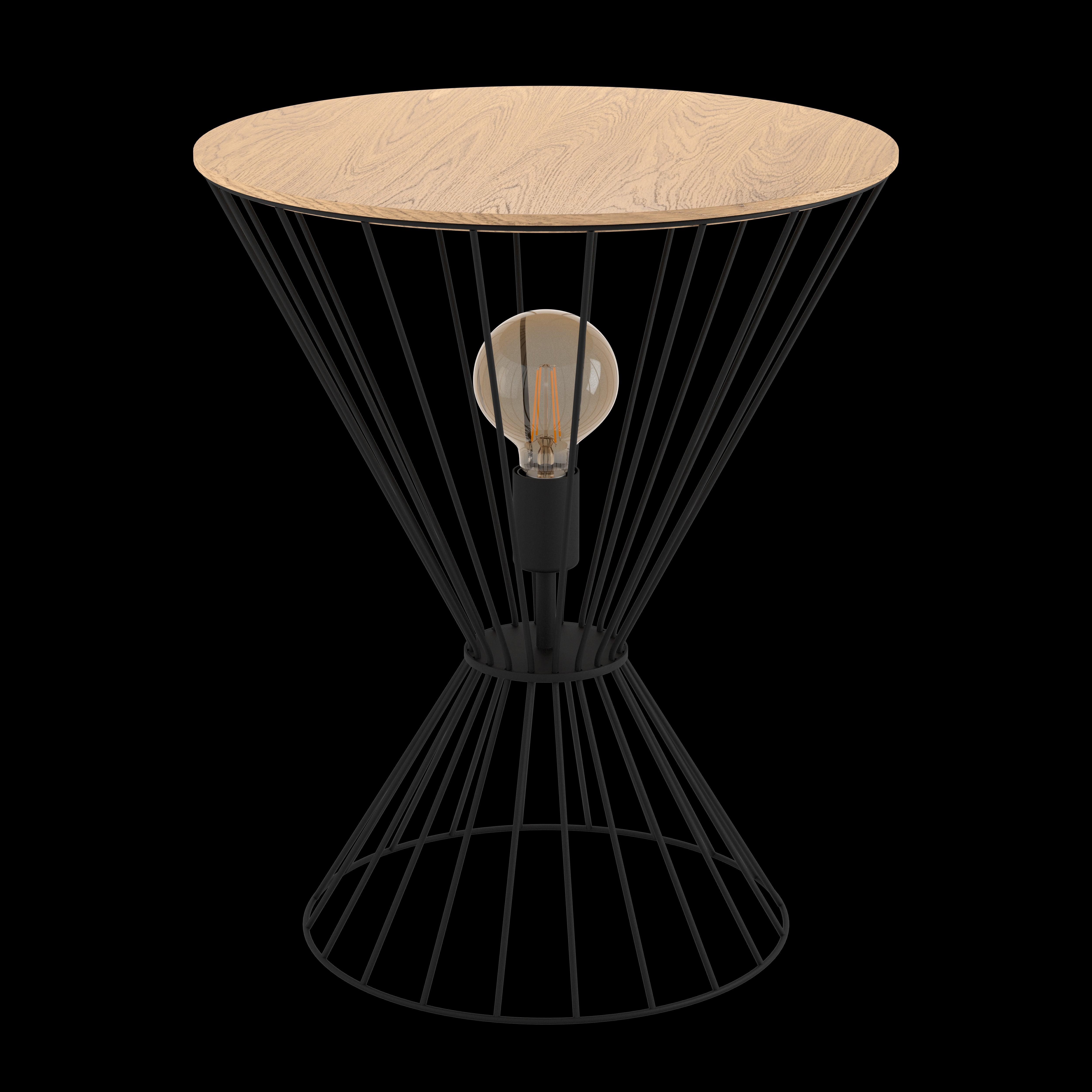 eglo desierto black wire wood side table lamp living room image