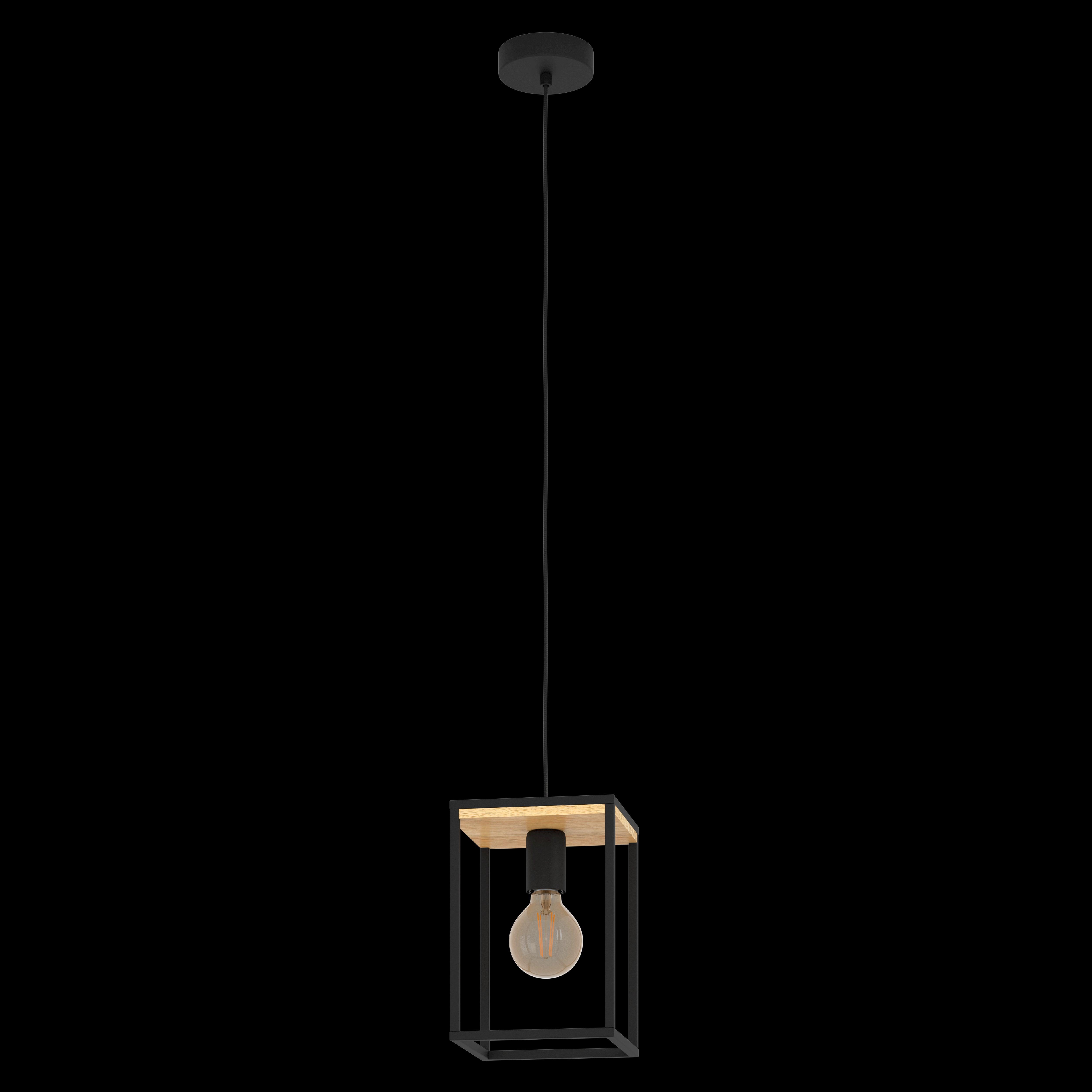 eglo libertad black metal wood frame ceiling pendant living room image