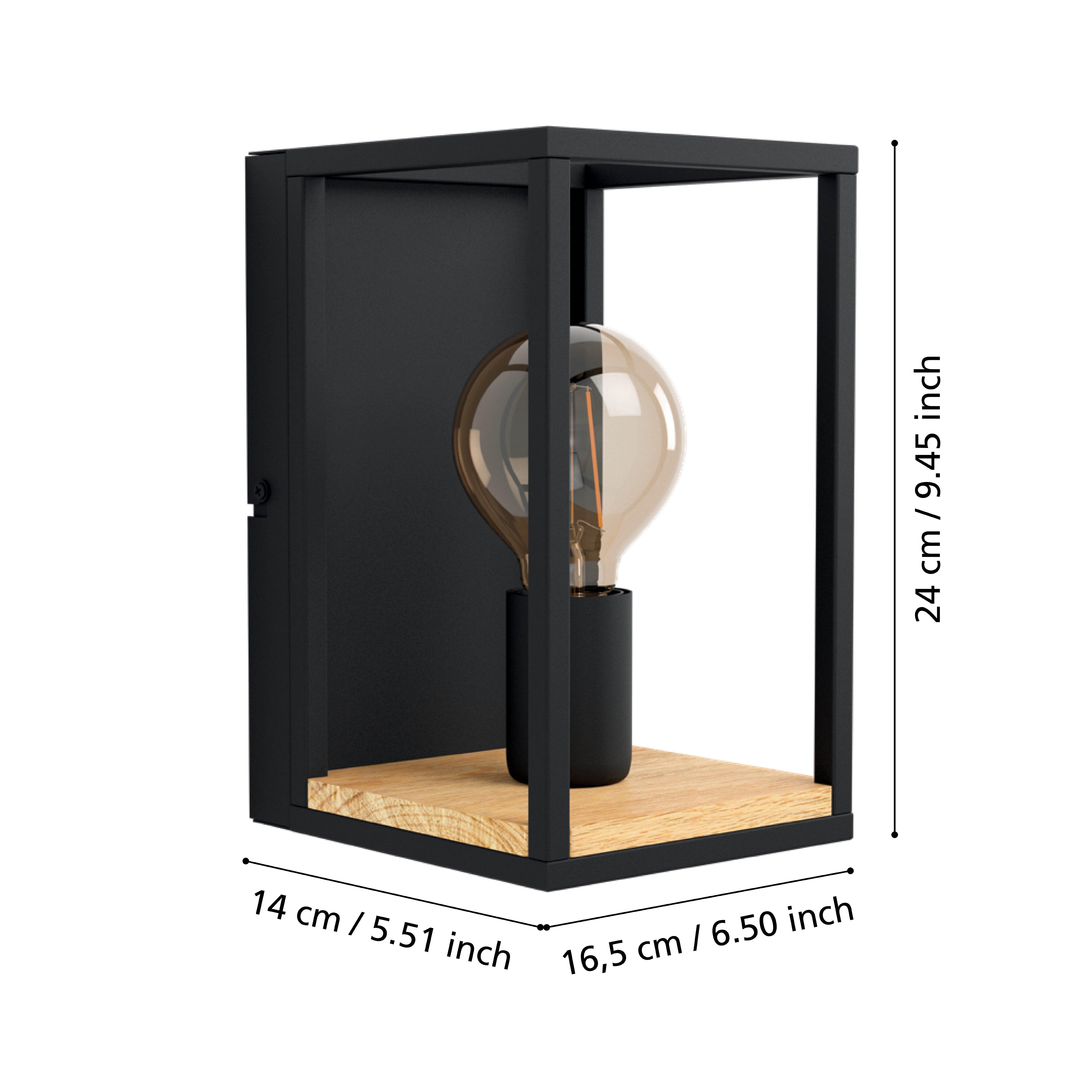 eglo libertad black rectangular metal wall light living room close up
