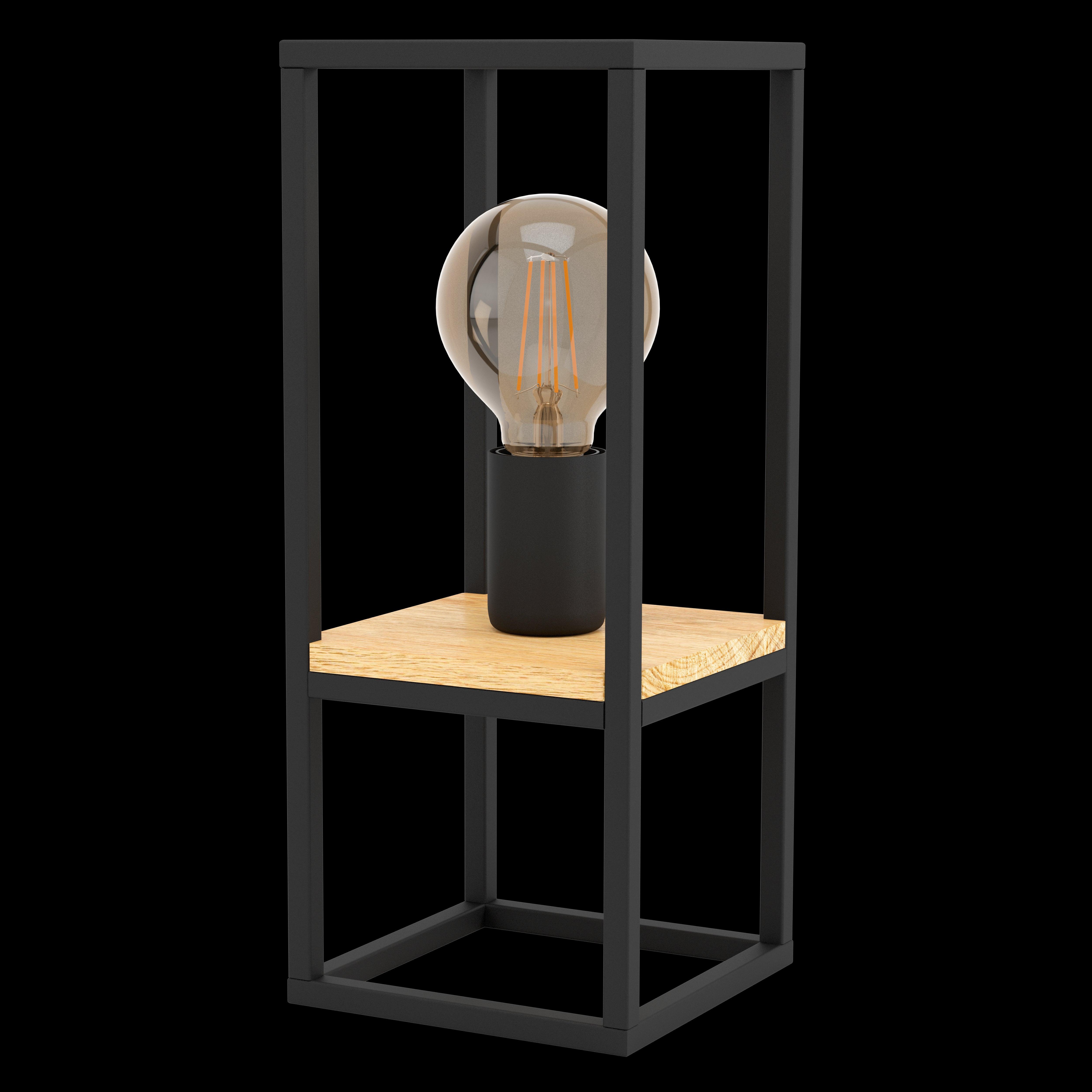 eglo libertad black metal wood framed table lamp living room close up
