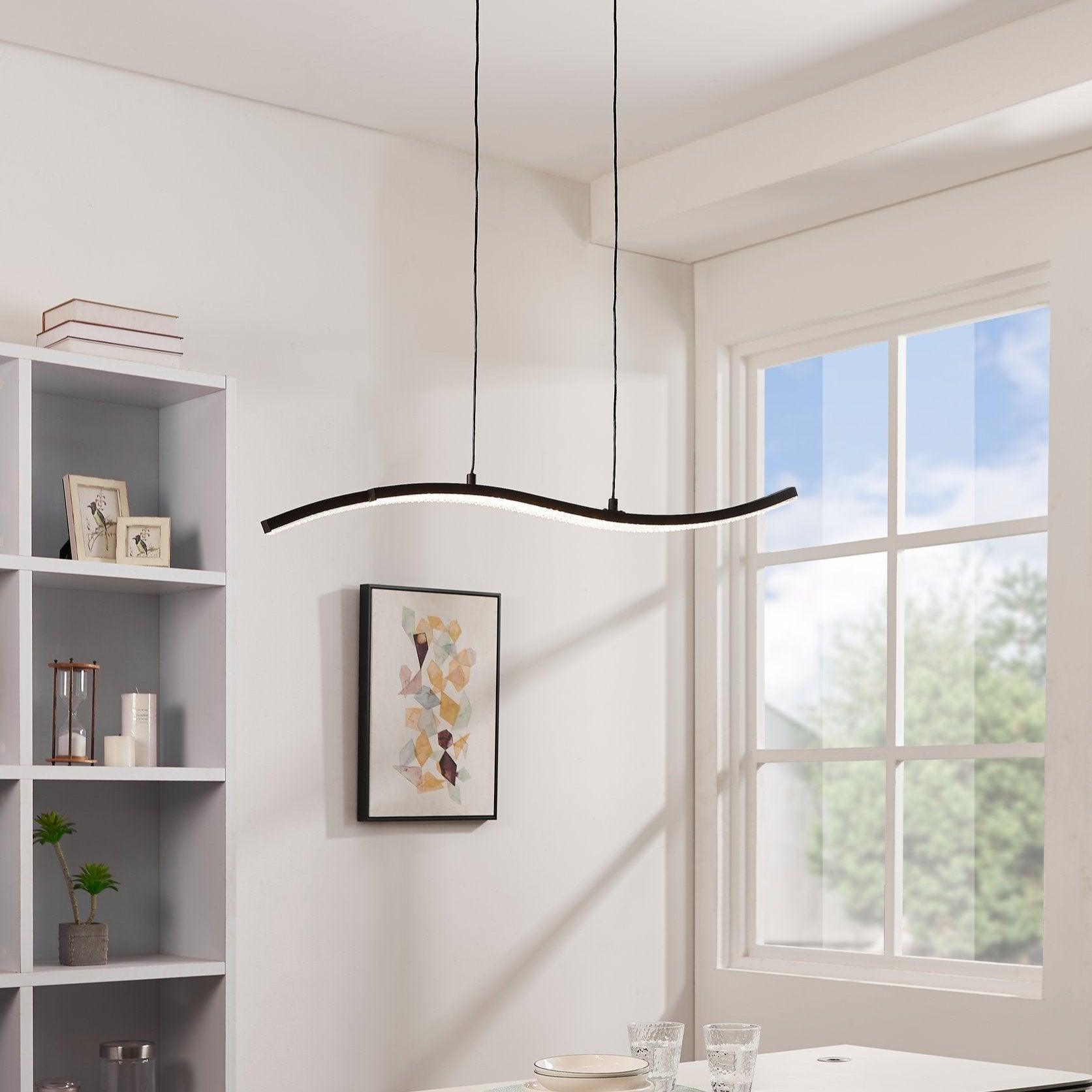 eglo lejias black led platic crystal curved pendant