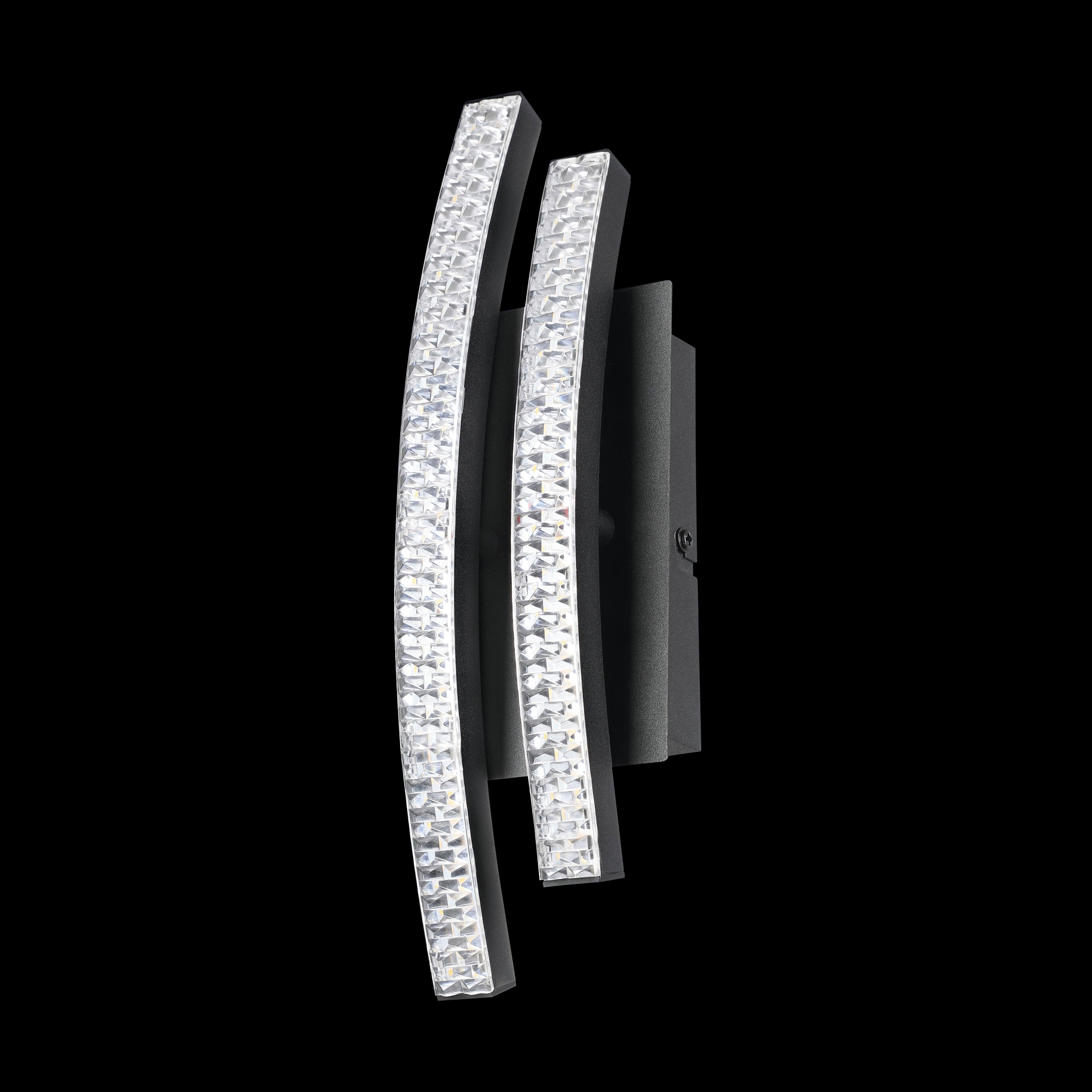eglo lejias led black plastic crystal wall light living room close up