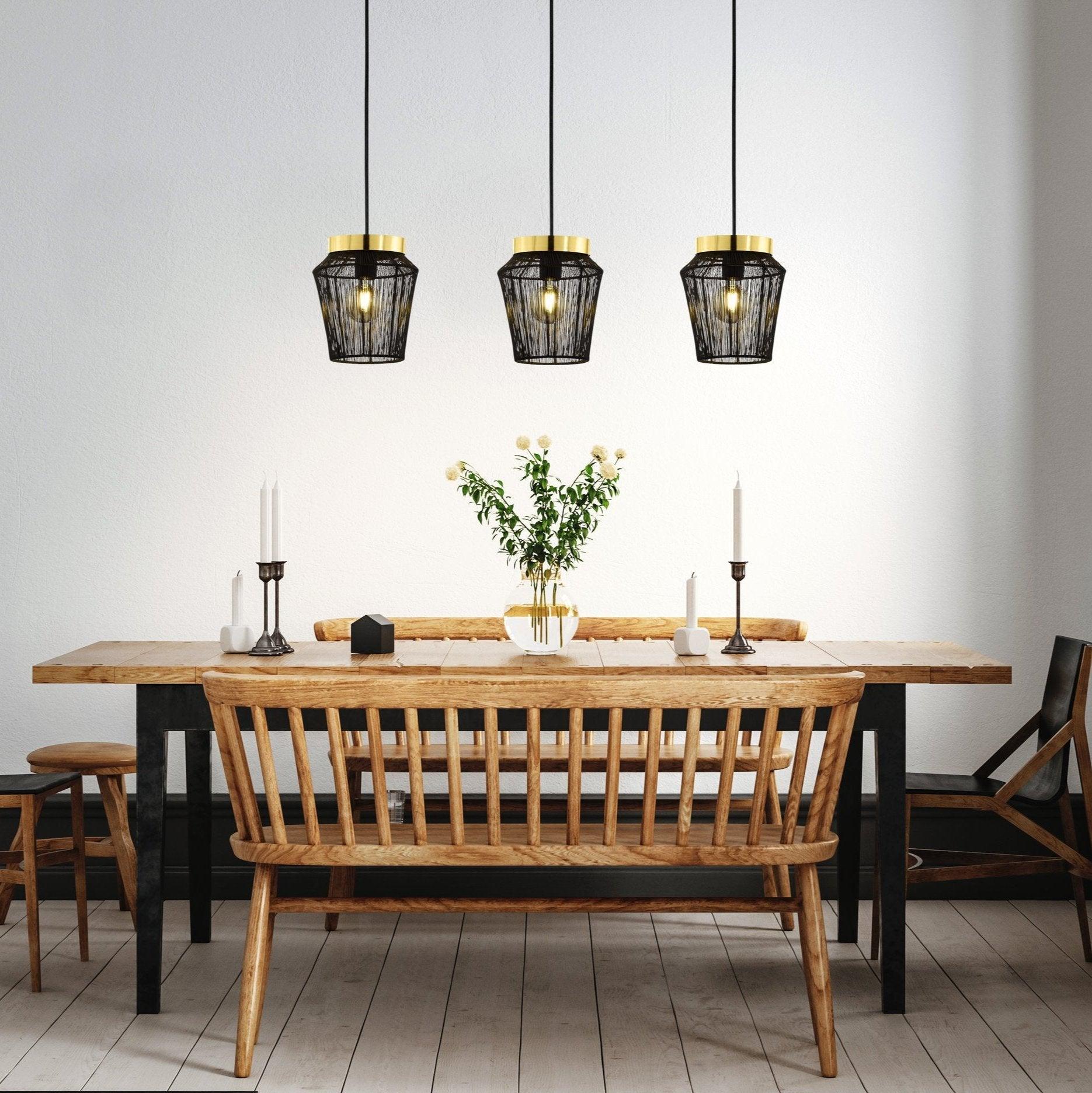 eglo escandidos 3 light black wire and gold ceiling pendant