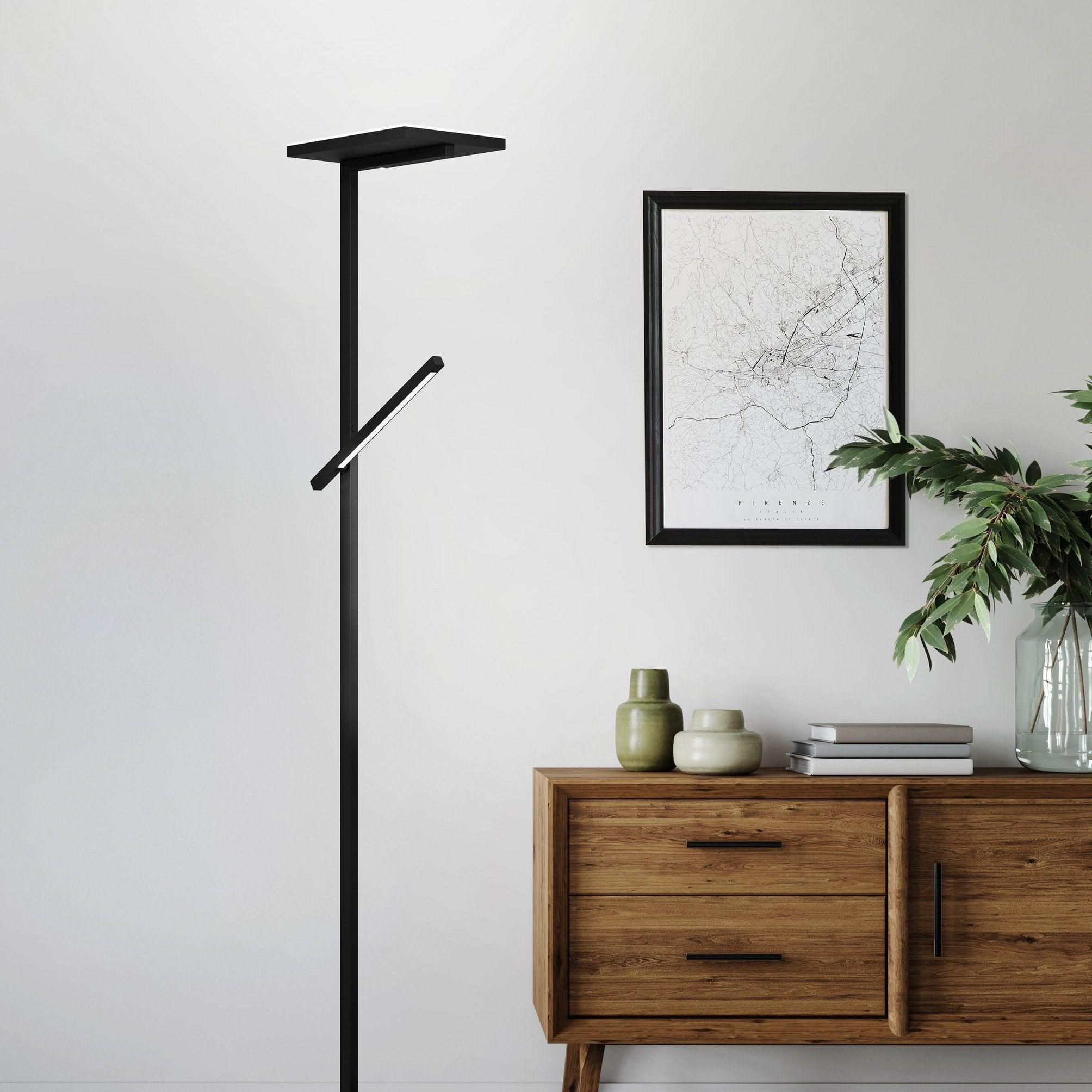 eglo carboneras black led modern touch floor lamp living room image
