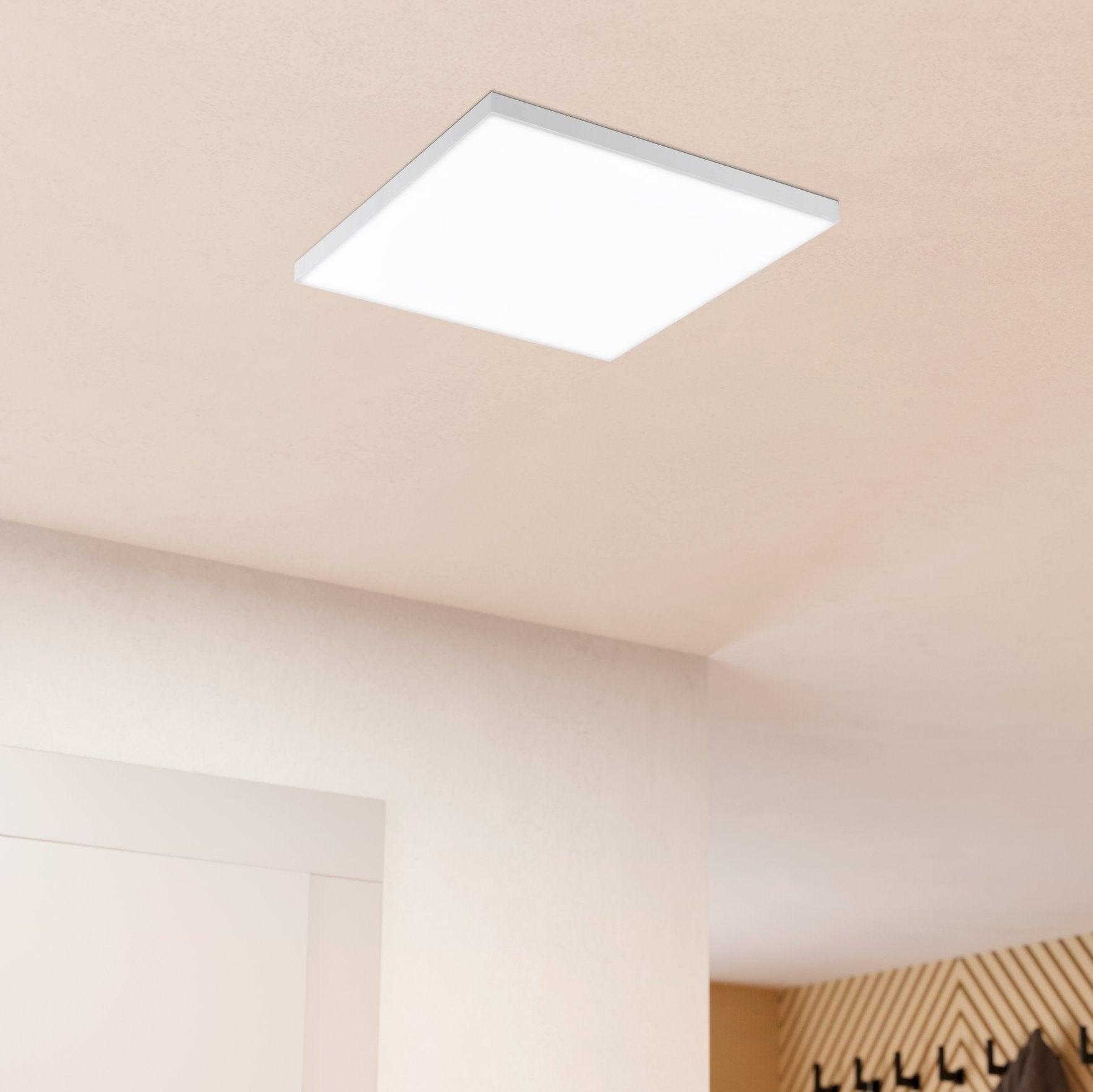eglo turcona cct white square 29cm led flush remote controlled