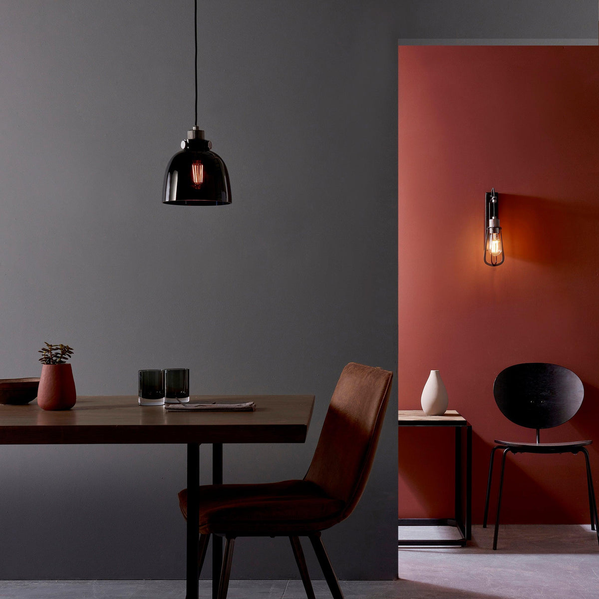 Reading Black Chrome Pendant With Black Tinted Glass Shade-warehouse-180926